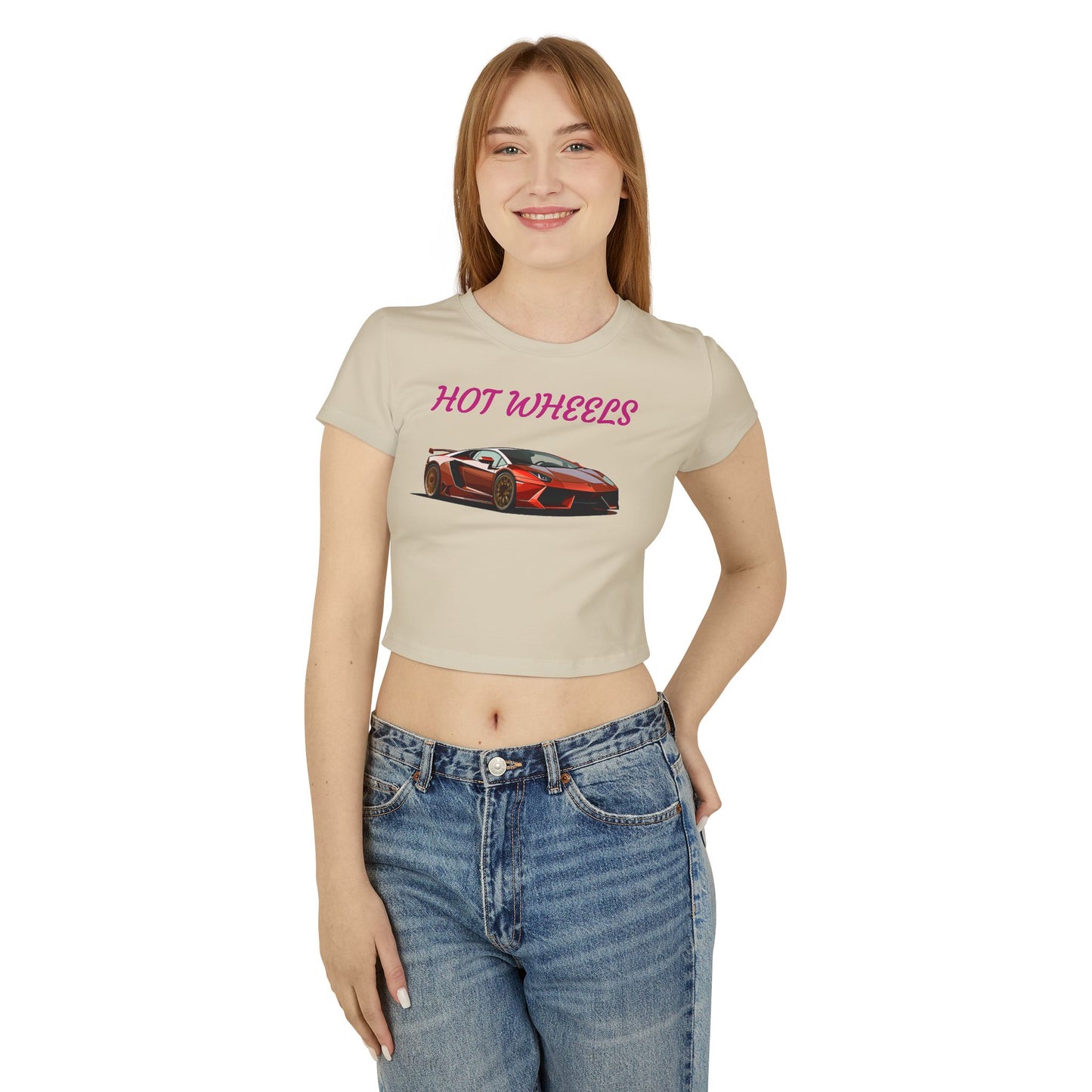 Princess Grace Hot Wheels Women's Baby Tee -Cute Car Graphic T-Shirt for Auto Lovers