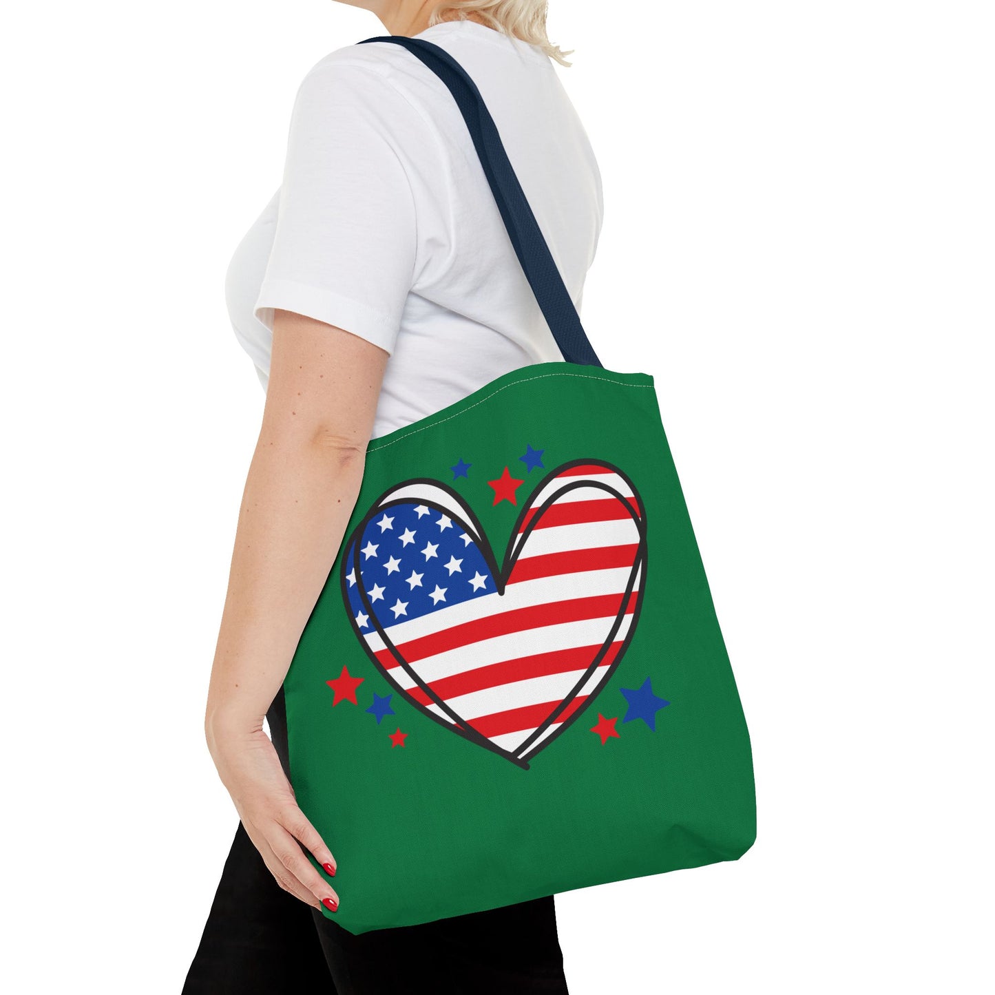 Princess Grace Patriotic Heart Tote Bag Perfect for Independence Day and Everyday Use
