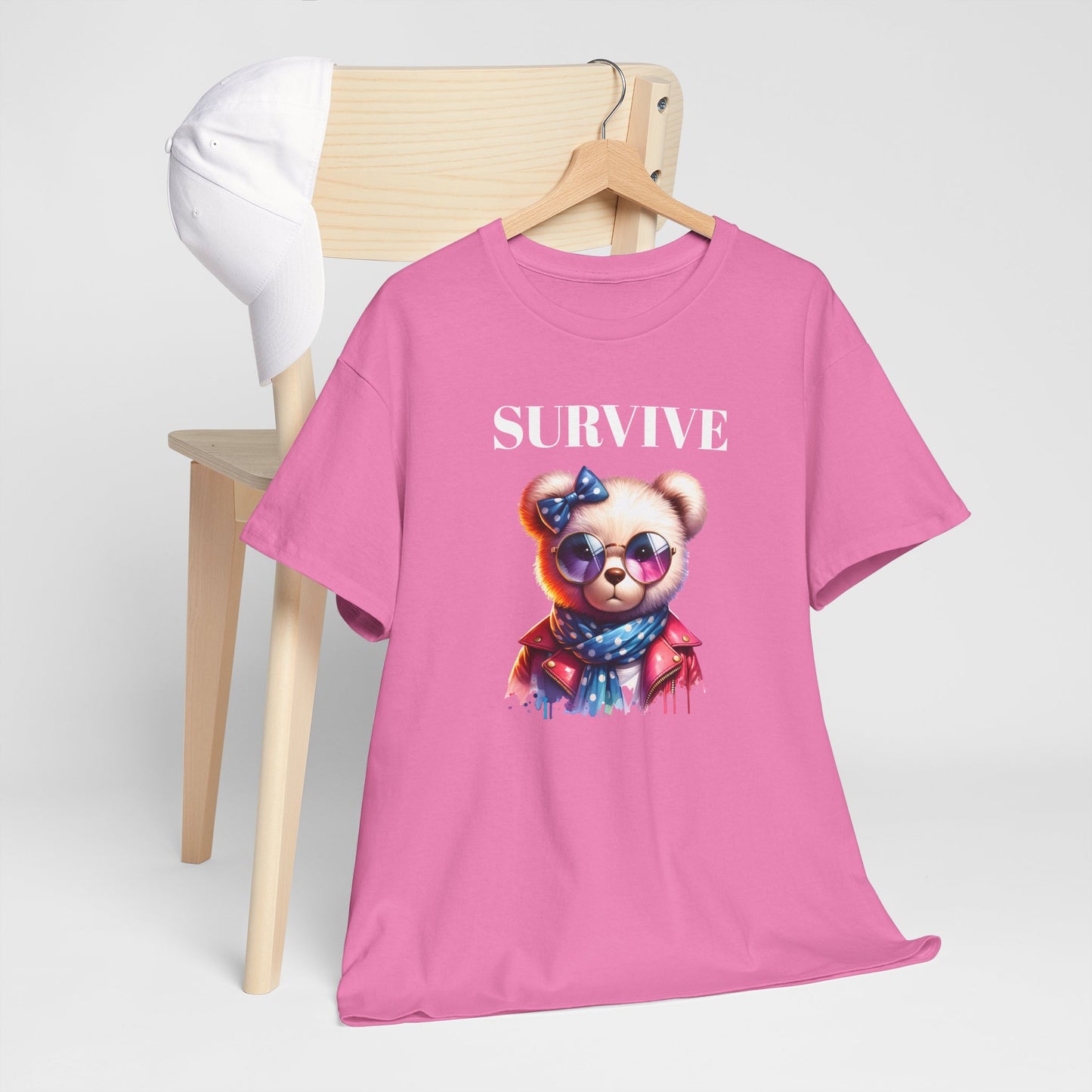 Princess Grace Cute Panda Illustration "Survive" Unisex Heavy Cotton Tee