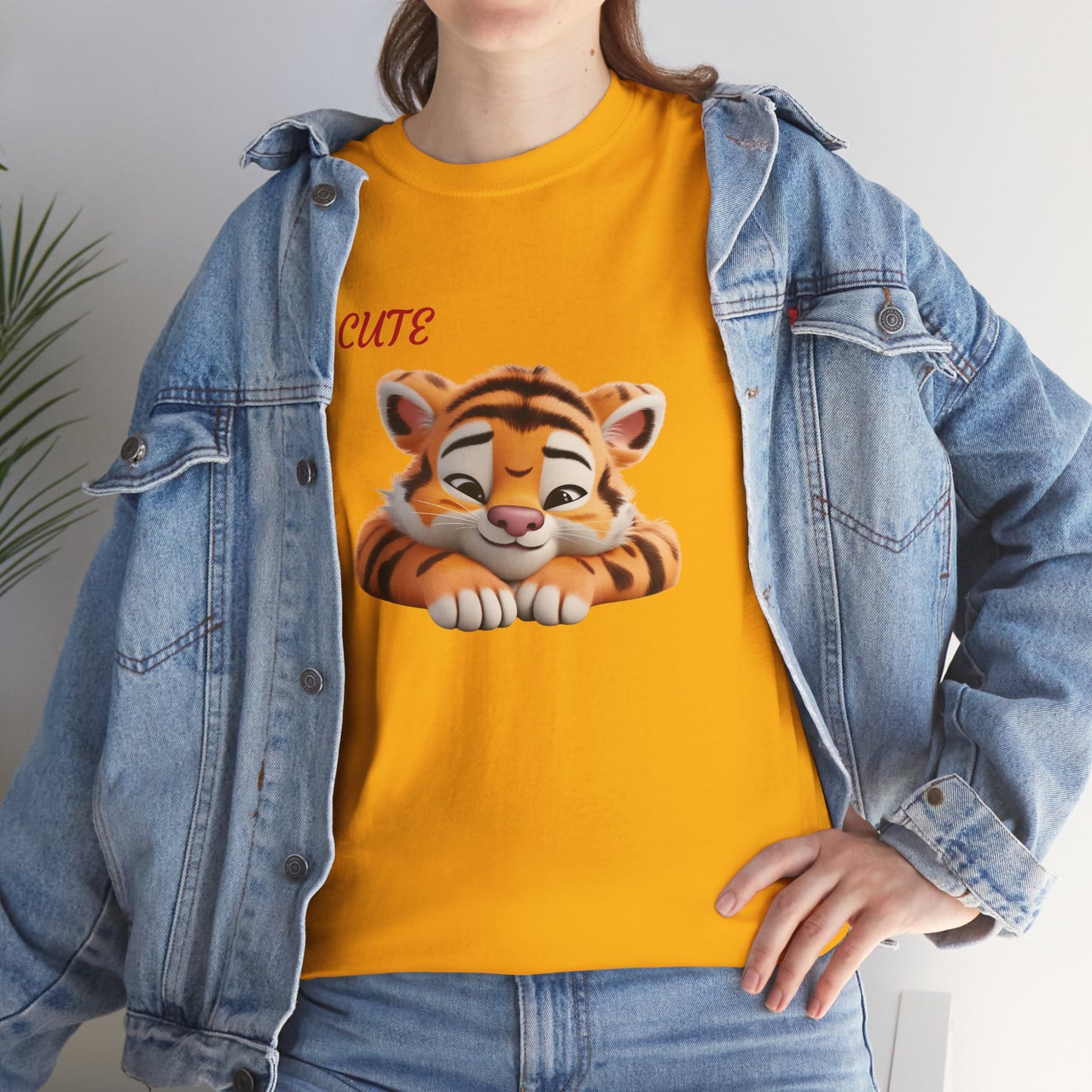 Princess Grace Cute Tiger Graphic Unisex Heavy Cotton Tee Perfect for Animal Lovers and Everyday Comfort