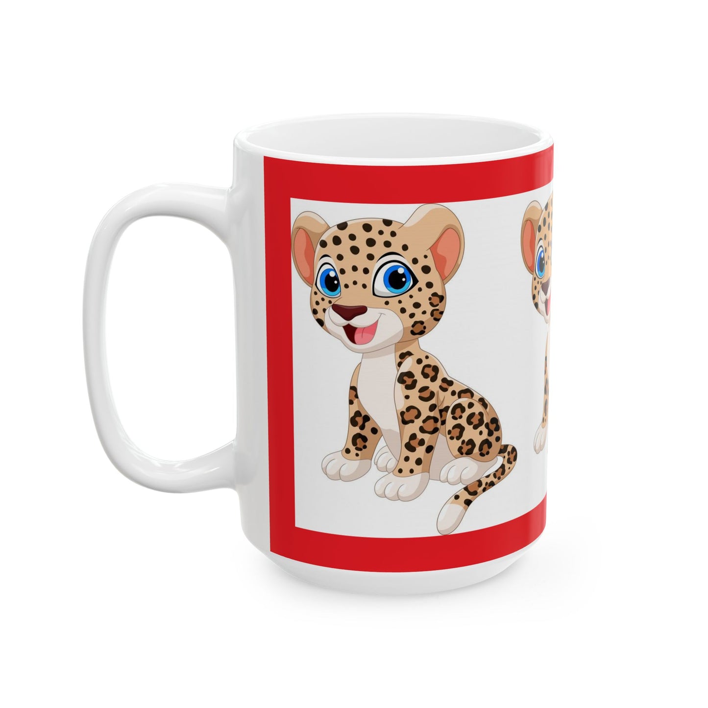 Princess Grace Cute Leopard Ceramic Mug Perfect for Animal Lovers and Kids