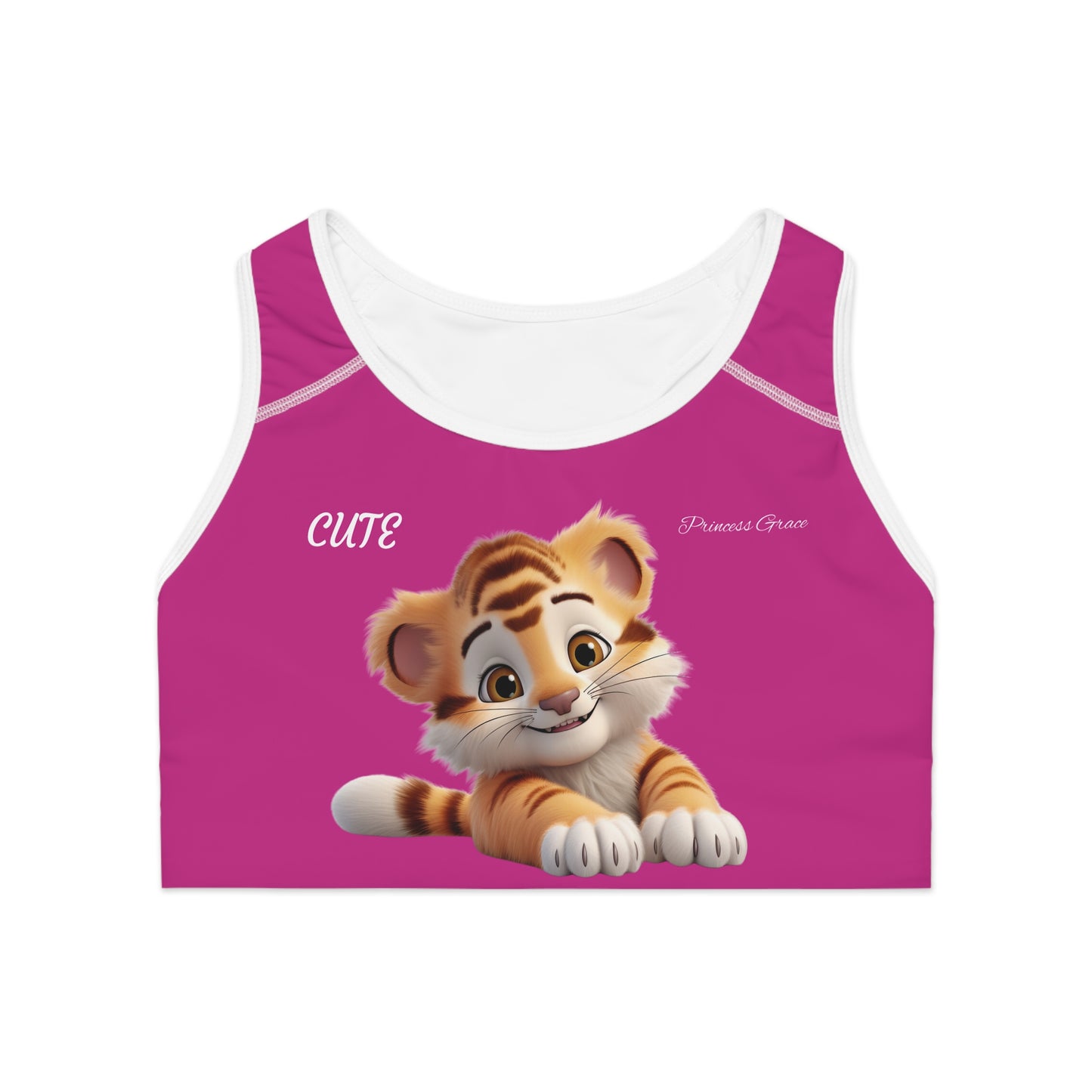 Princess Grace Cute Tiger Sports Bra Fun and Comfy Workout Wear