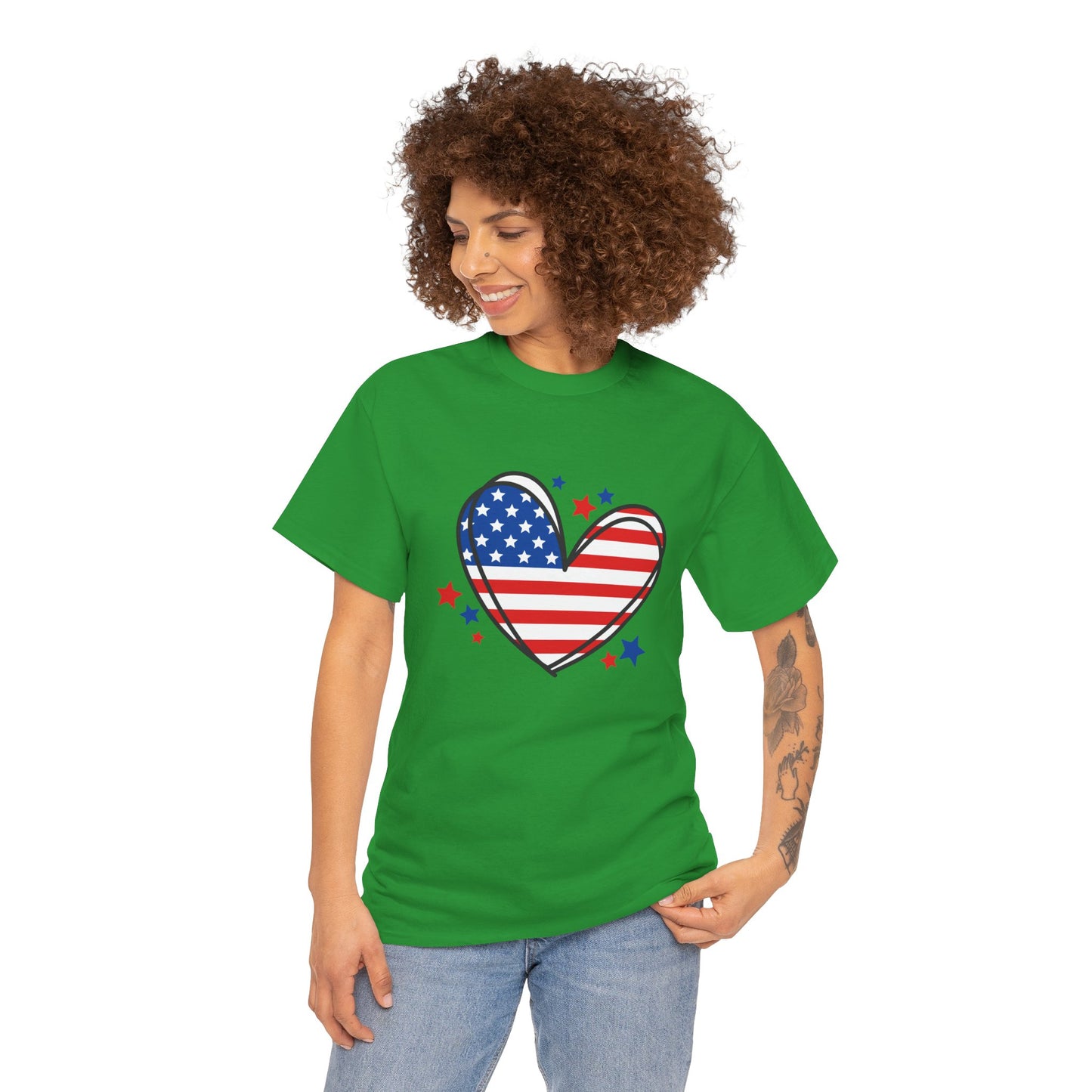 Princess Grace Patriotic Heart Unisex Heavy Cotton Tee USA Love T-Shirt