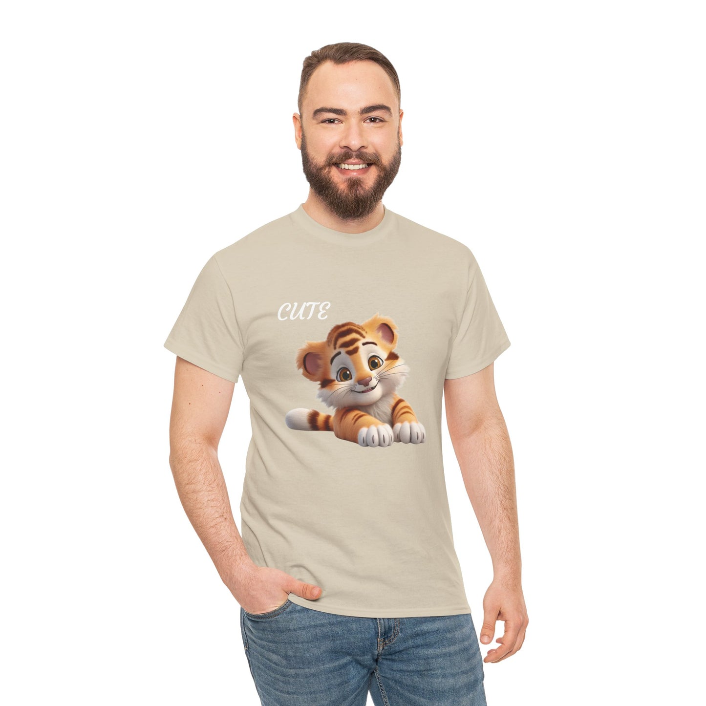Princess Grace Cute Tiger Graphic Unisex Heavy Cotton Tee Perfect for Animal Lovers