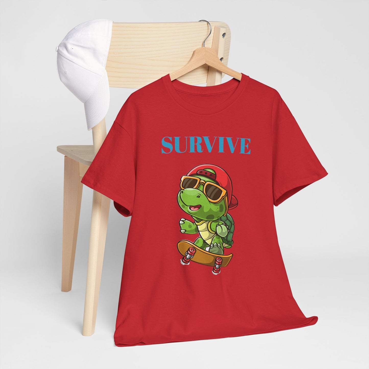 Princess Grace Cool Skateboarding Turtle Tee "Survive" Unisex Cotton T-Shirt for Fun Lovers