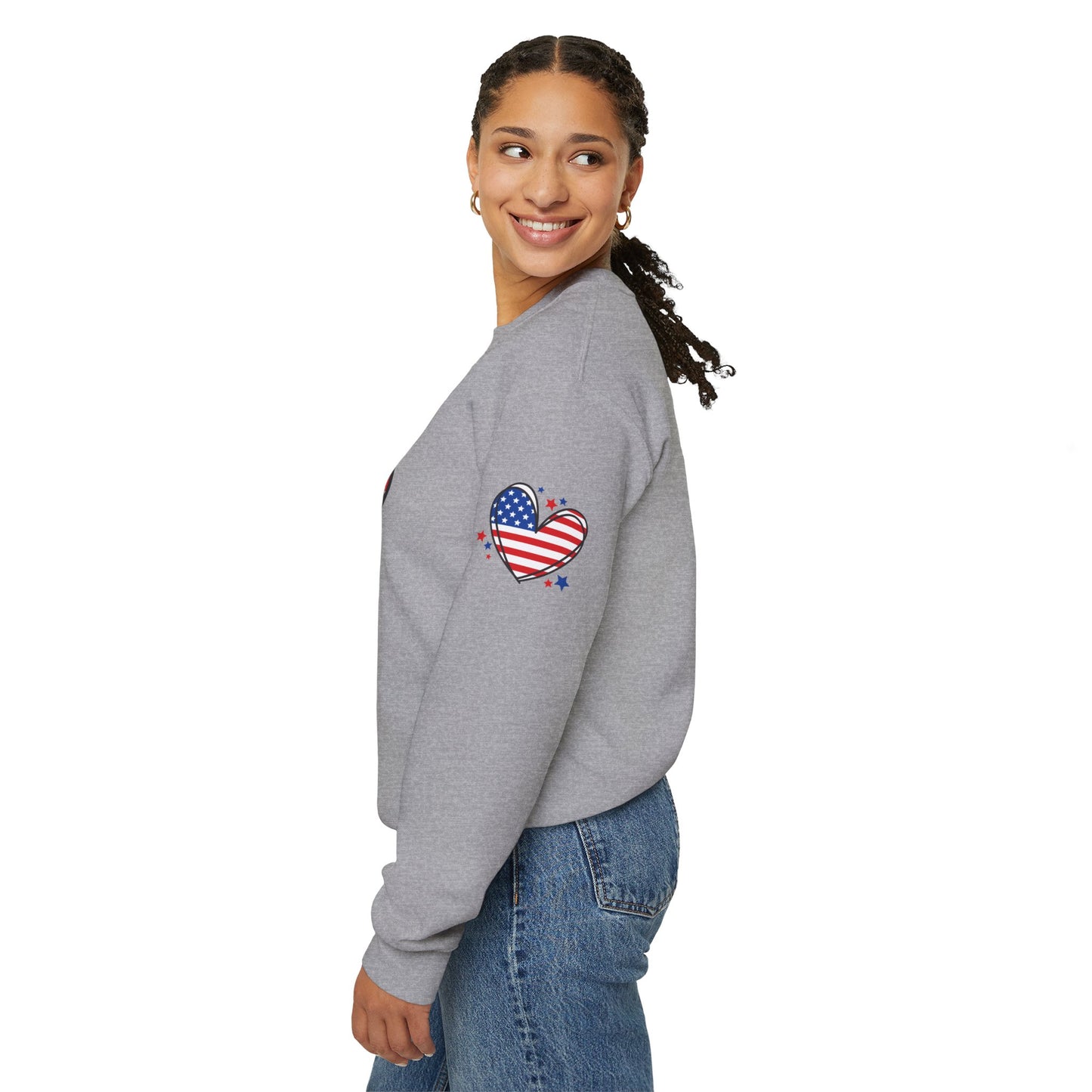 Princess Grace Patriotic Heart Crewneck Sweatshirt