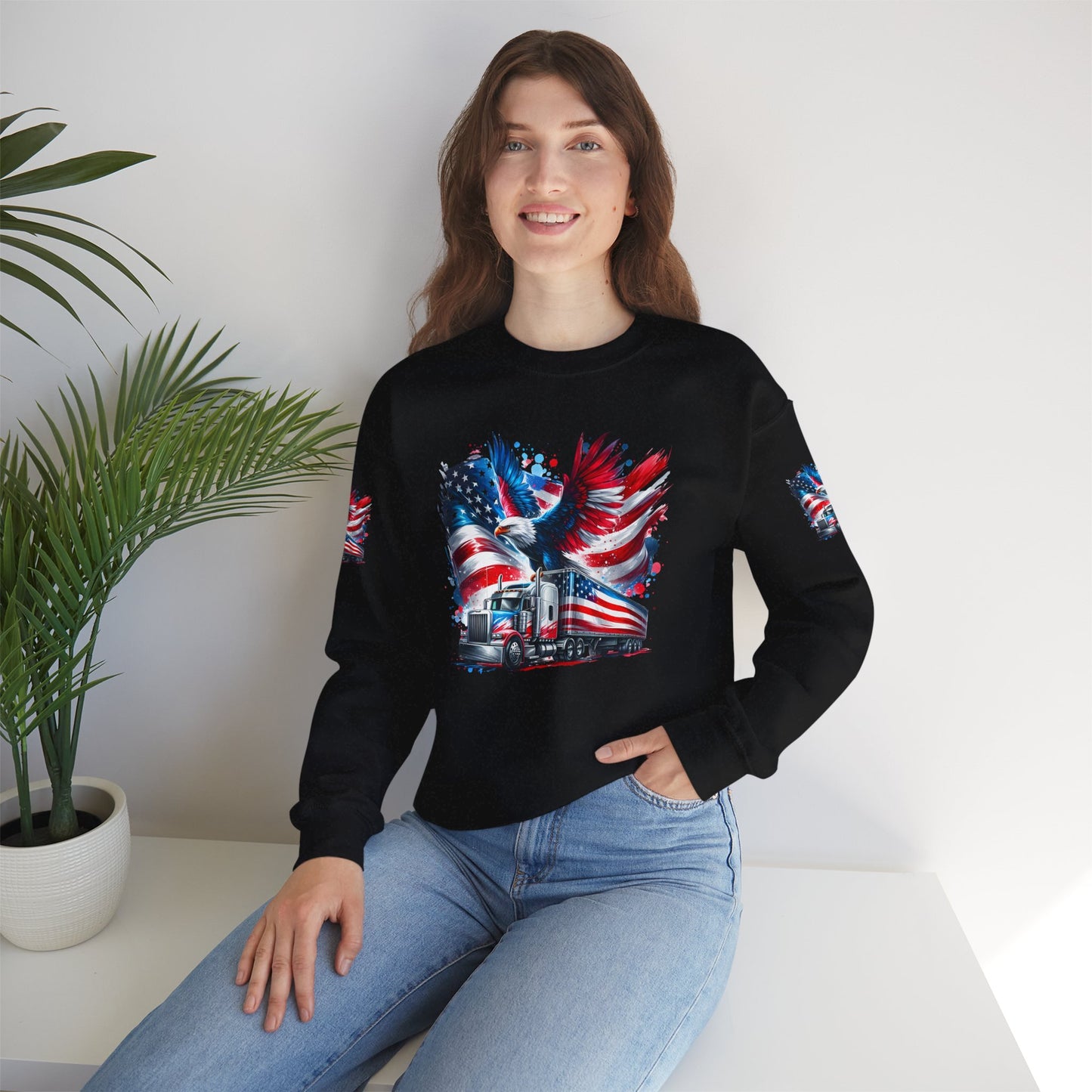 Princess Grace Patriotic Eagle Sweatshirt Unisex Heavy Blend Crewneck for Independence Day Veteran's Day & Everyday Comfort