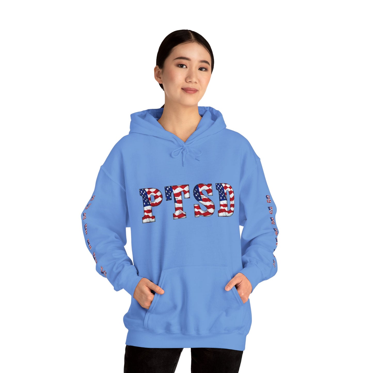 Princess Grace PTSD Awareness Unisex Heavy Blend Hoodie Support Survivors with American Flag Design
