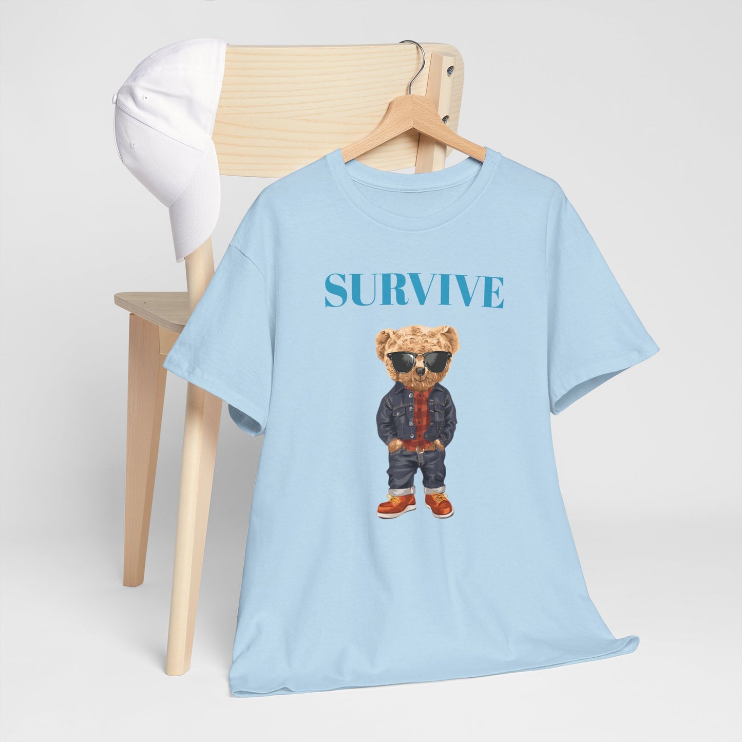 Princess Grace Cool Bear Graphic Tee 'SURVIVE' Unisex Heavy Cotton Shirt