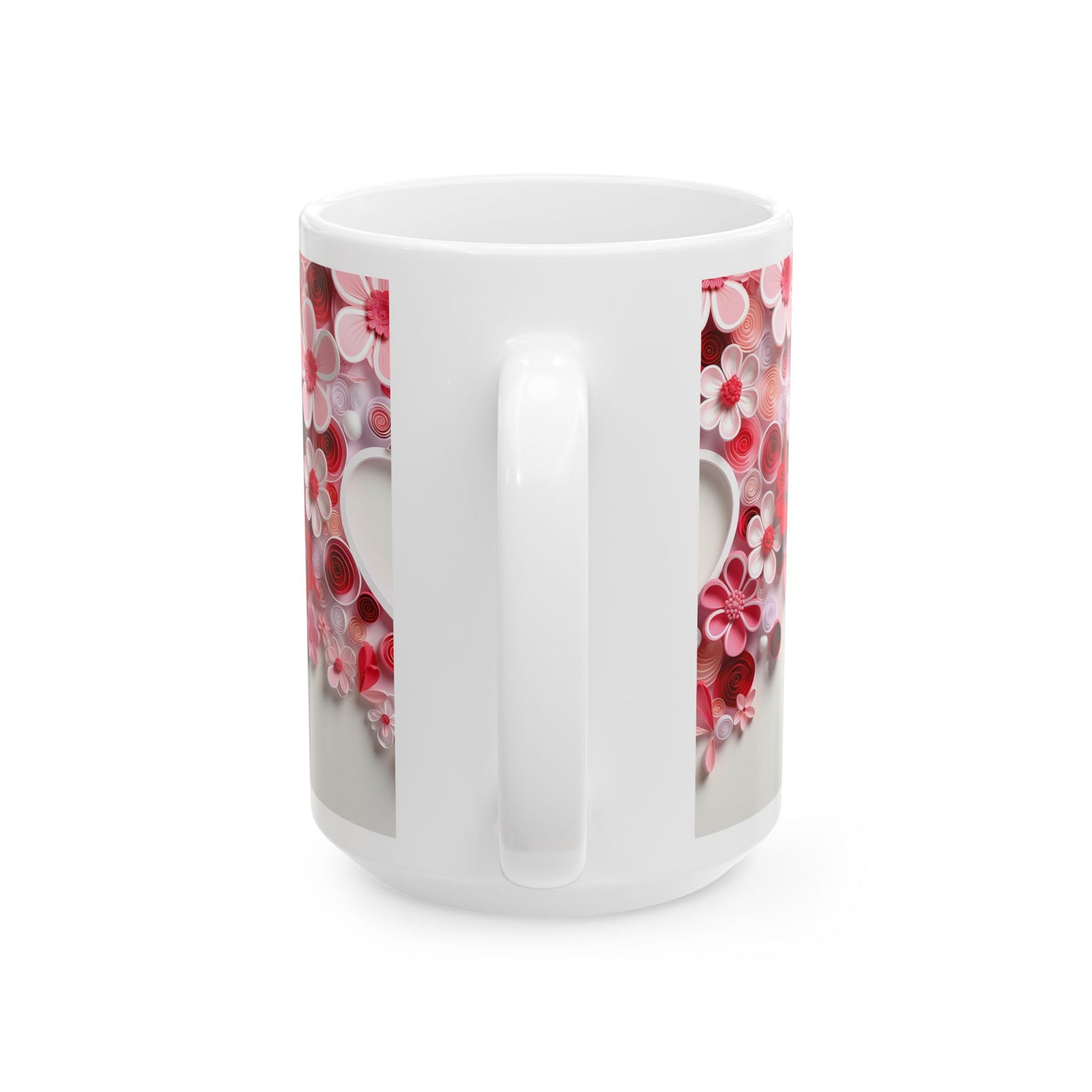 Princess Grace Romantic Floral Ceramic Mug Heart Design, Perfect for Valentine's Day & Every Coffee Lover