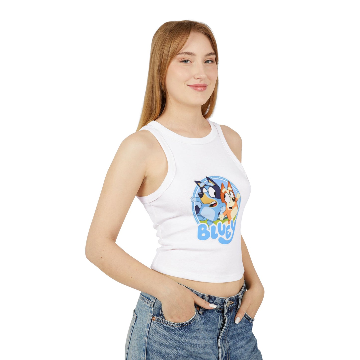 Princess Grace Bluey Graphic Women's Racer Tank Top Fun & Playful Summer Style