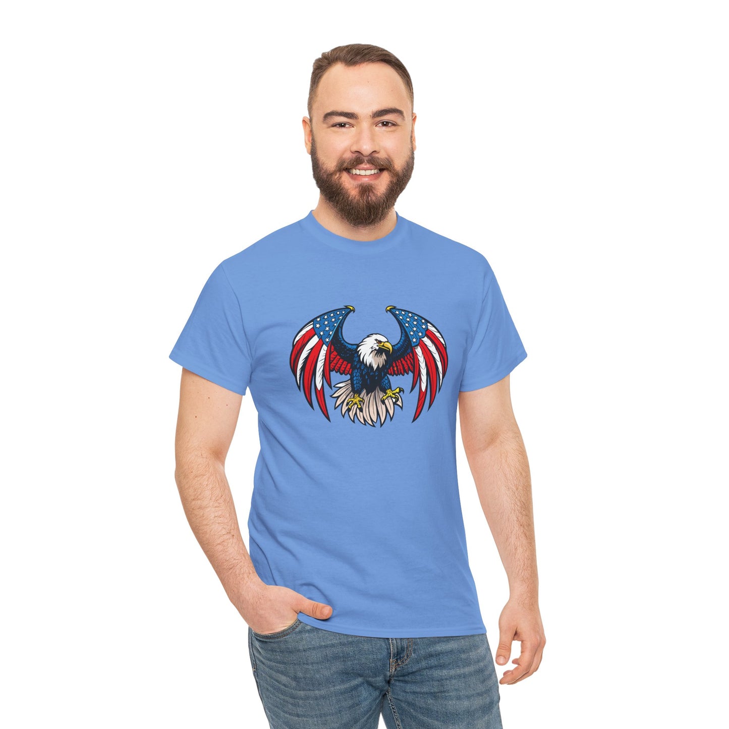 Princess Grace Patriotic Eagle Unisex Heavy Cotton Tee 4th of July Graphic T-Shirt