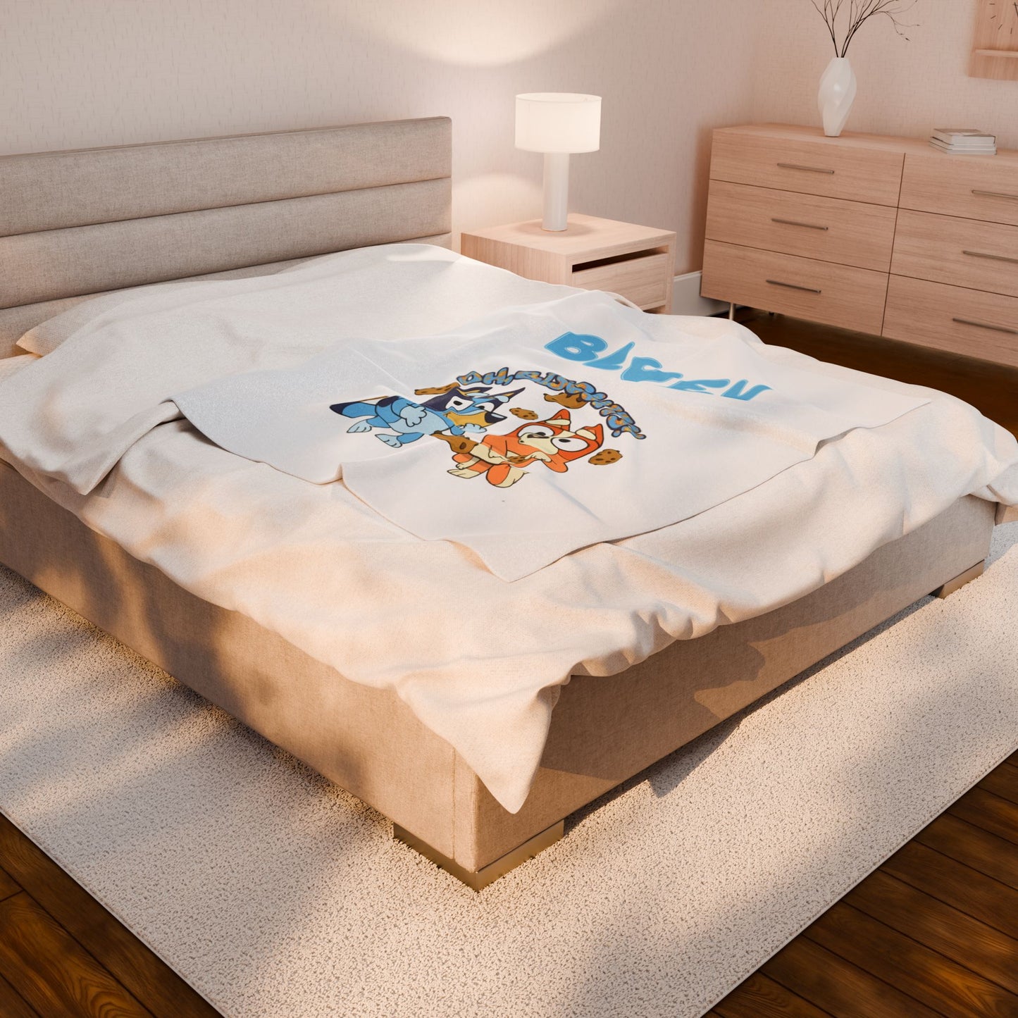Princess Grace Bluey Plush Blanket Soft and Cozy Kids Throw with Fun Biscuit Design