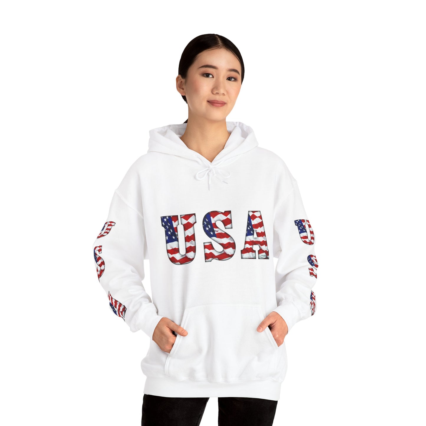 Princess Grace Patriotic USA Unisex Hooded Sweatshirt Heavy Blend for Comfort