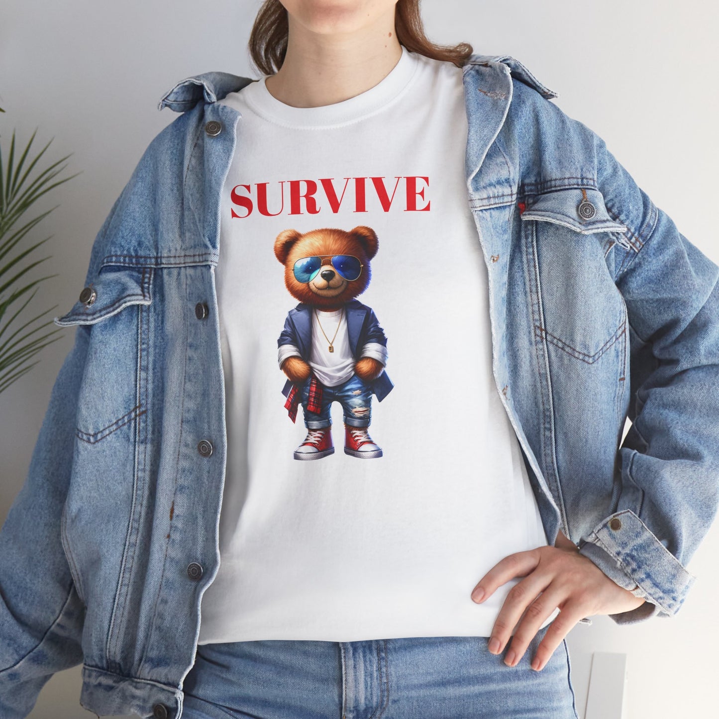 Princess Grace Survive Graphic Unisex Heavy Cotton Tee Trendy Bear Design
