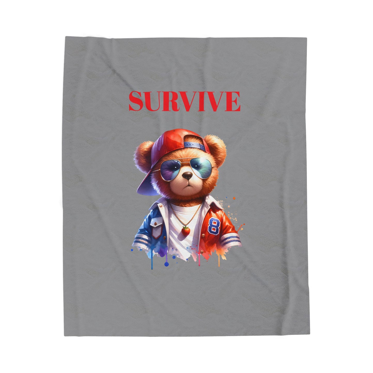 Princess Grace Survive Bear Velveteen Plush Blanket Cozy & Fun Gift for Kids