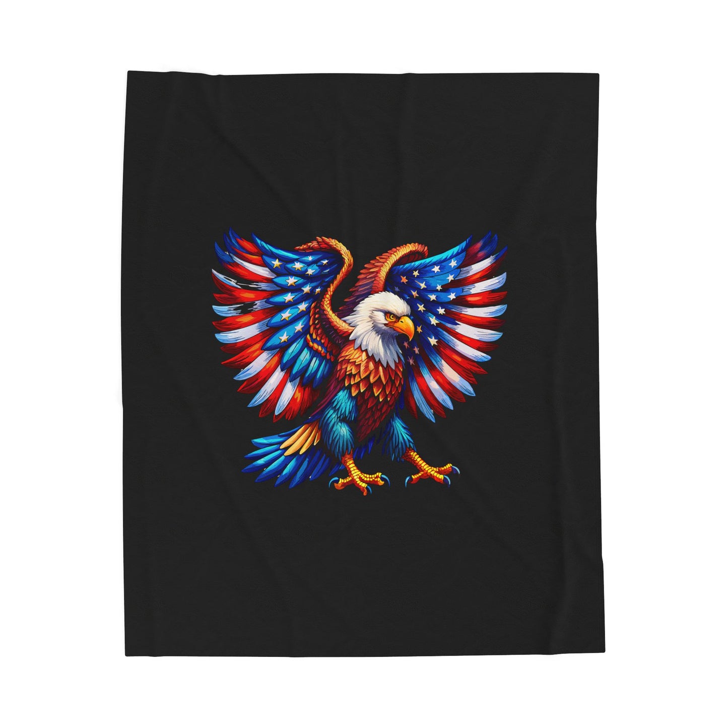 Princess Grace Patriotic Eagle Velveteen Plush Blanket Cozy Americana Decor