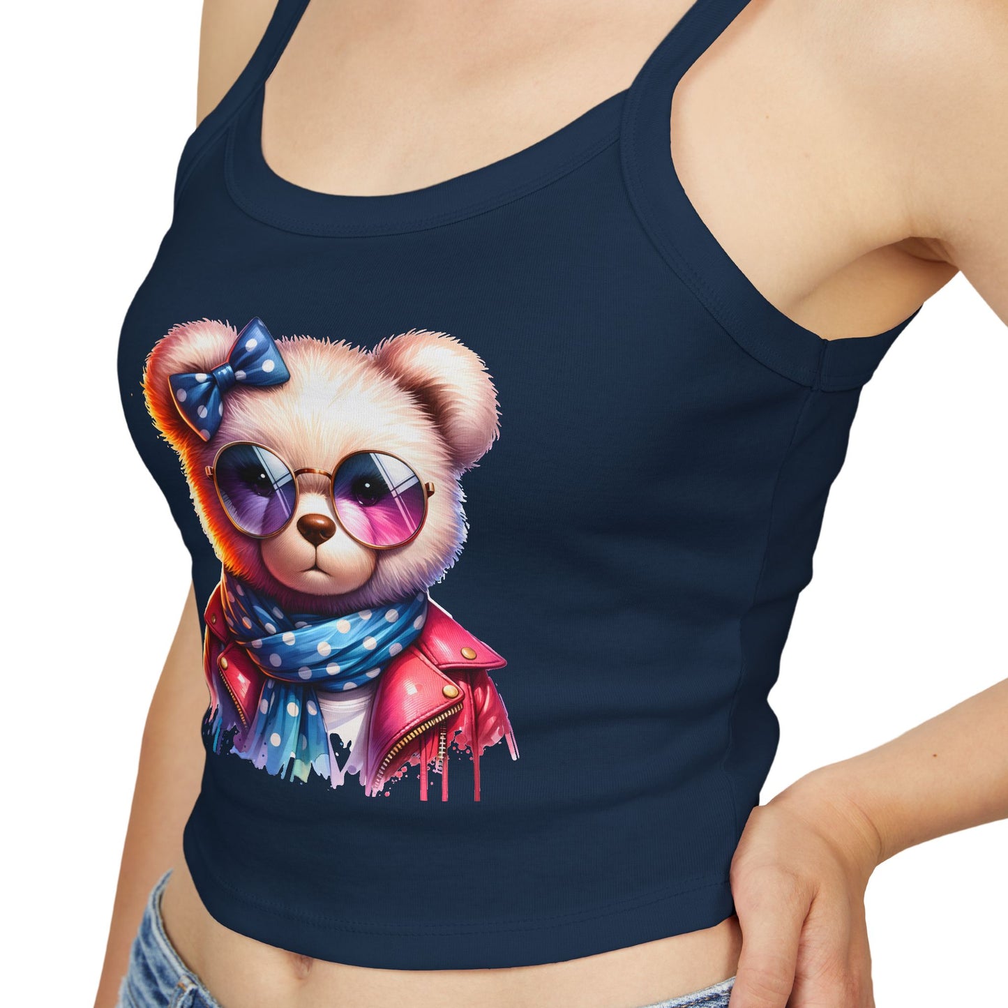 Princess Grace Cute Bear Graphic Spaghetti Strap Tank Top for Women