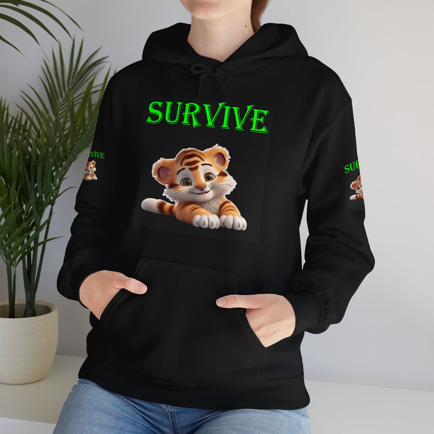 Princess Grace Survive Tiger Unisex Heavy Blend Hoodie Cute Animal Design for Nature Lovers