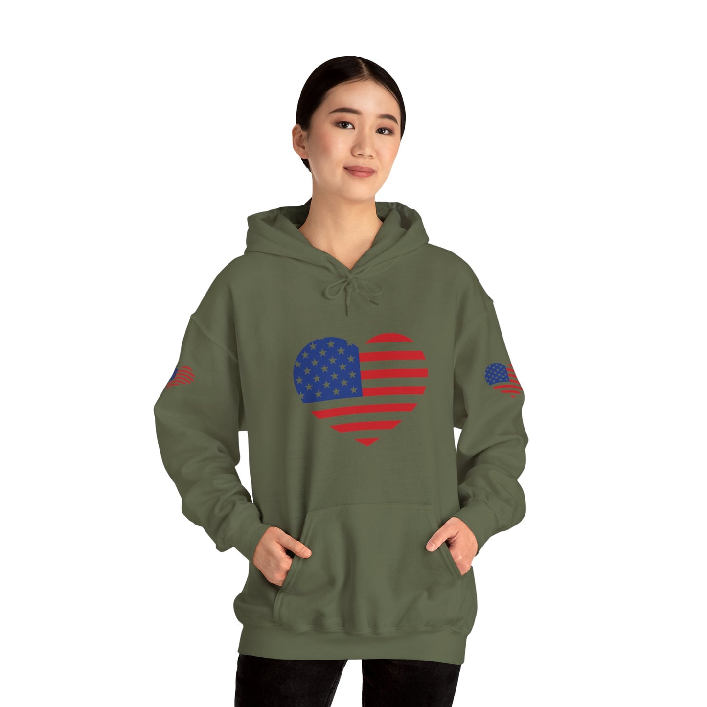 Princess Grace Patriotic Heart Design Unisex Hoodie Perfect for Holidays and Celebrations