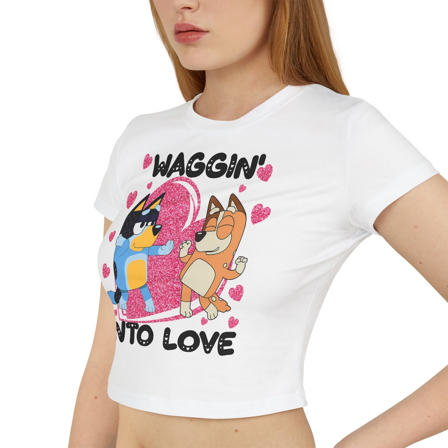 Princess Grace Cute Bluey Graphic Women's Baby Tee Waggin' Into Love