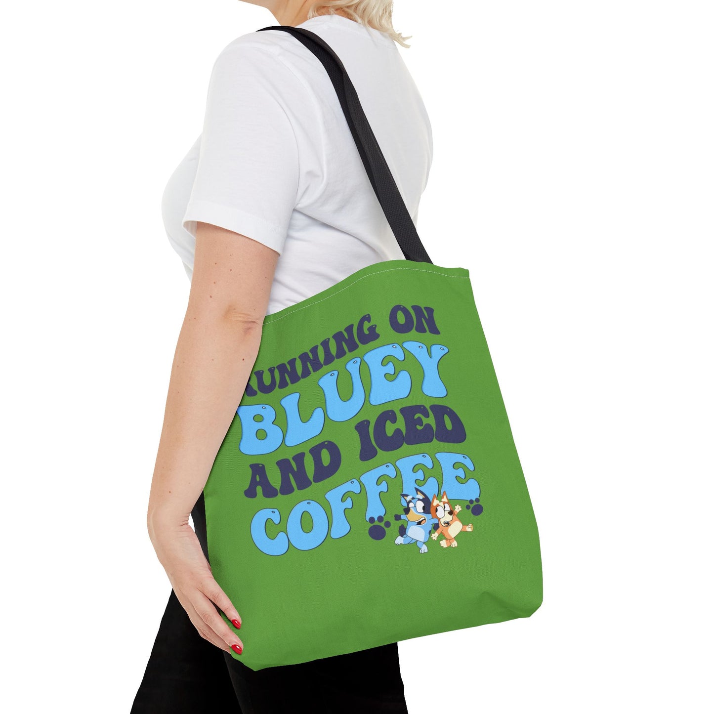Princess Grace Bluey Coffee Lover Tote Bag Running on Bluey and Iced Coffee