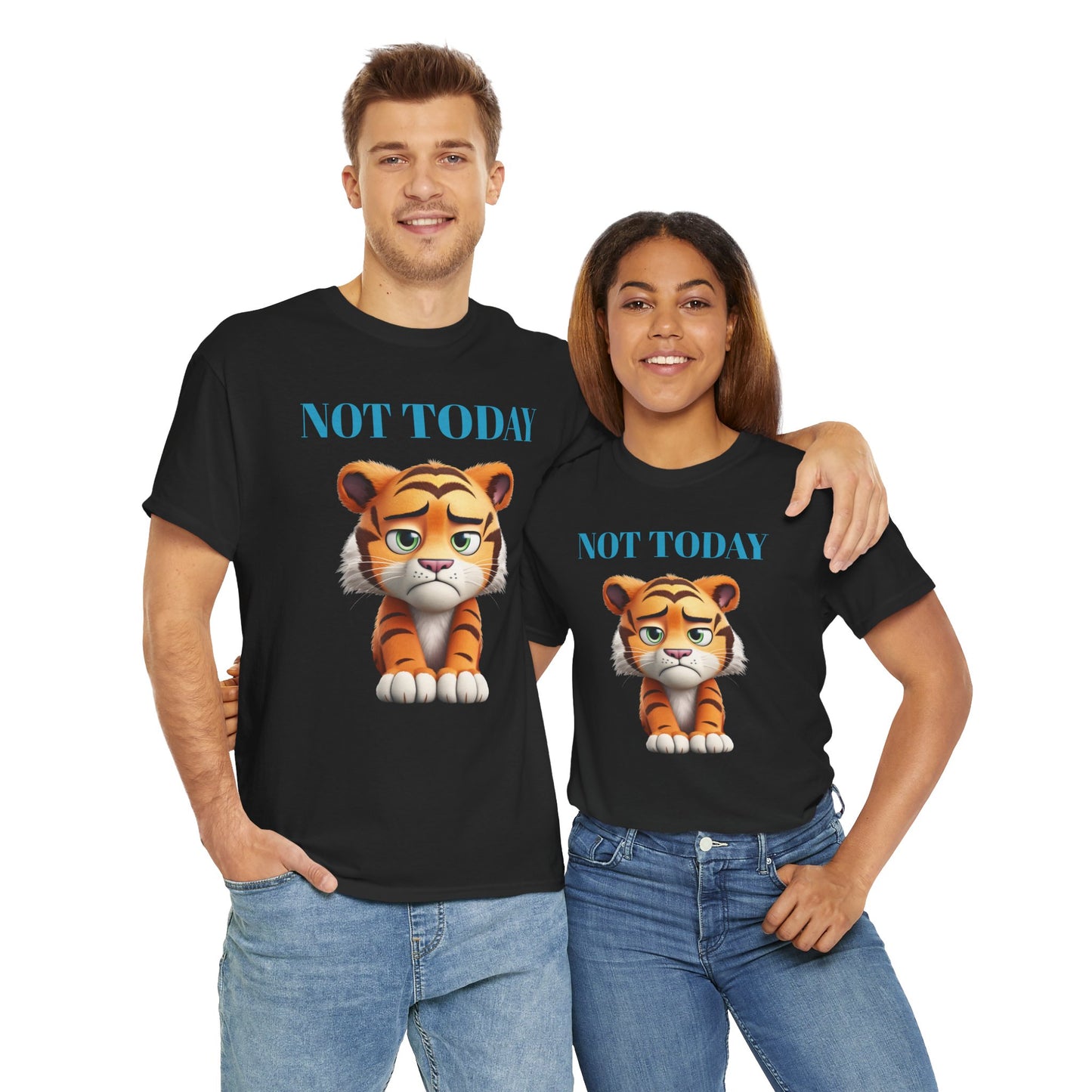 Princess Grace Not Today Tiger Unisex Heavy Cotton Tee Casual Fun Cat Graphic Shirt