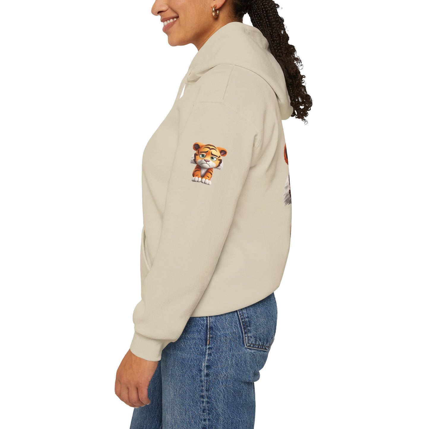 Princess Grace Playful Tiger Graphic Hoodie Unisex Heavy Blend Sweatshirt for Kids and Adults