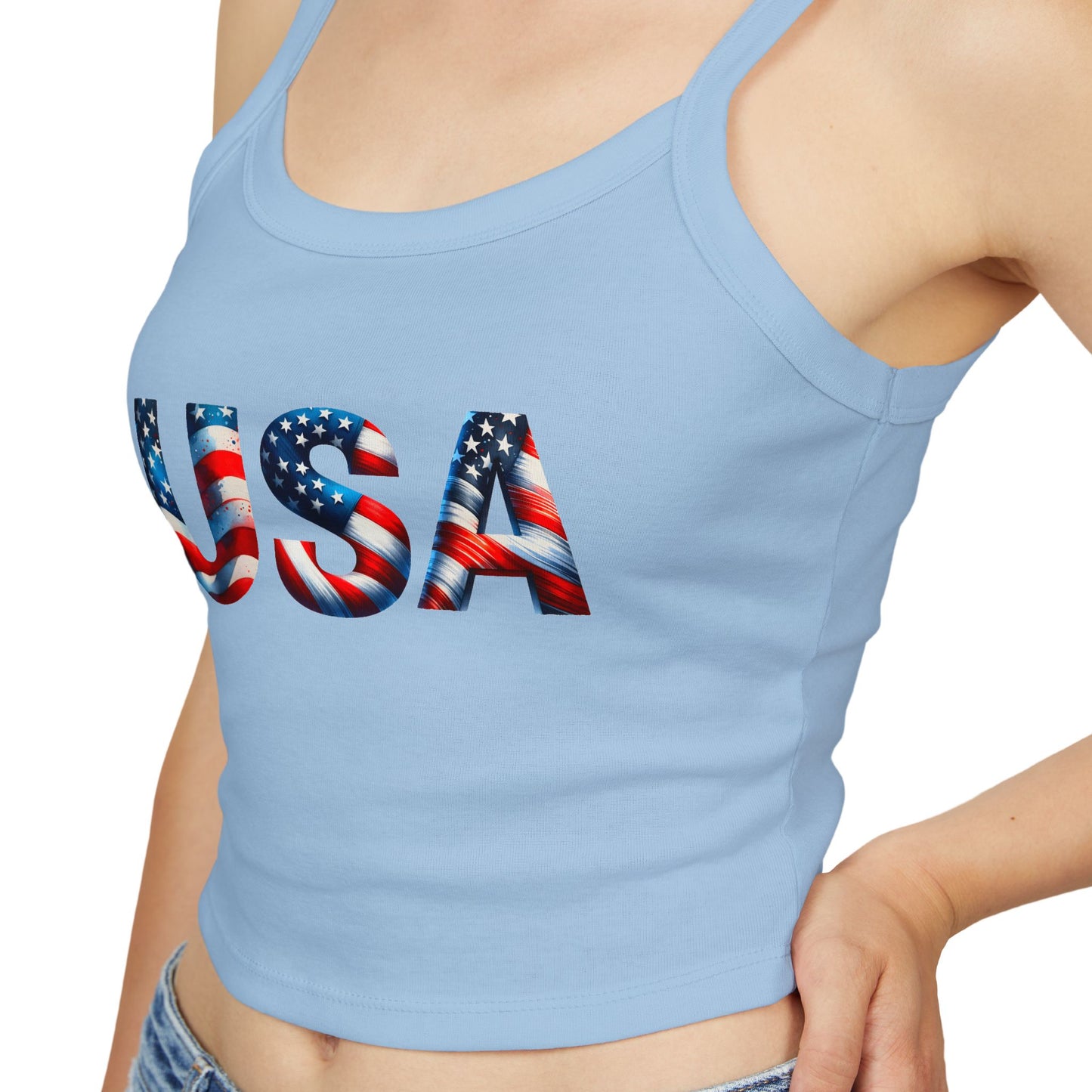 Princess Grace USA Flag Women's Spaghetti Strap Tank Top Patriotic Summer Wear