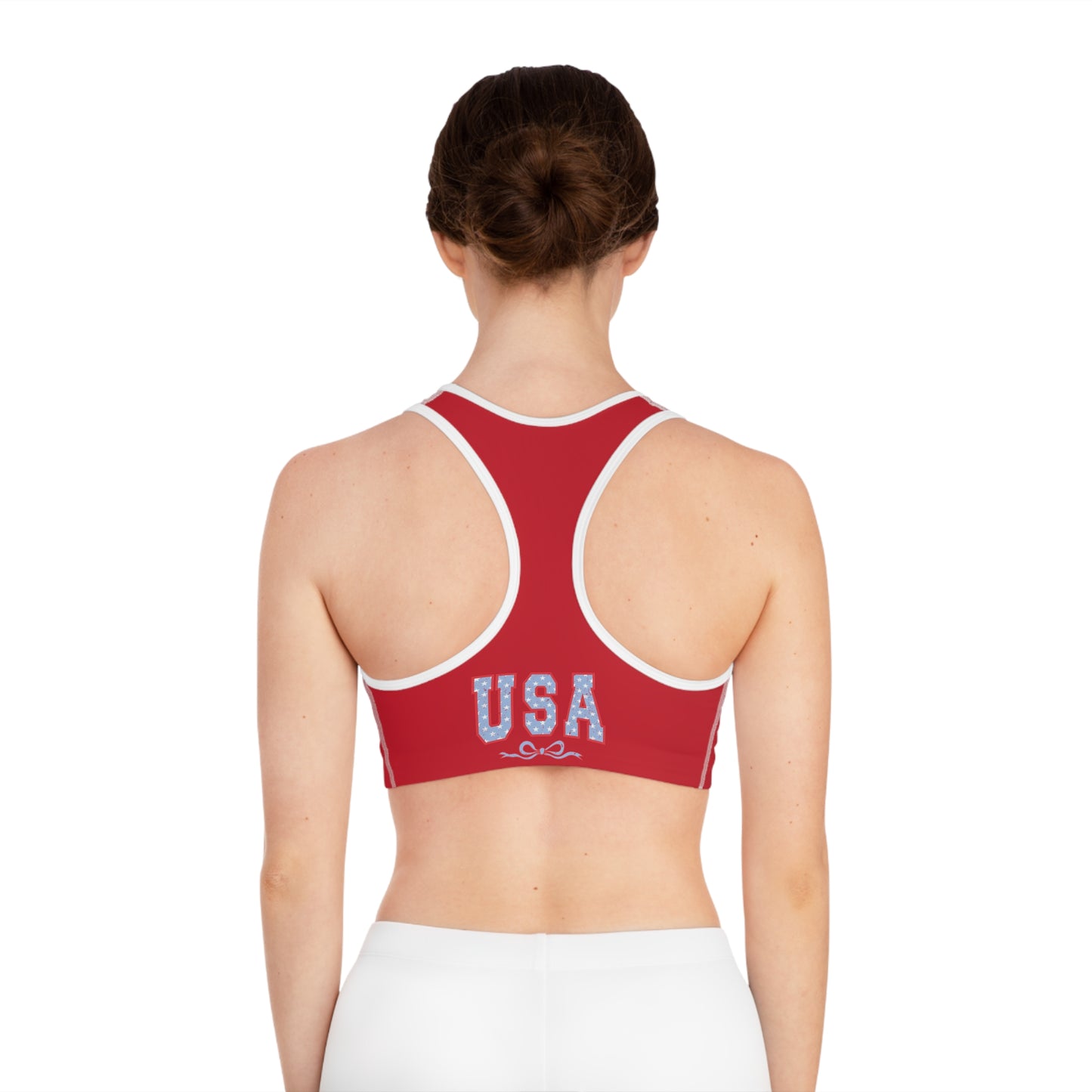 Princess Grace USA Red Sports Bra Comfortable Athletic Wear for Independence Day & Fitness Lovers