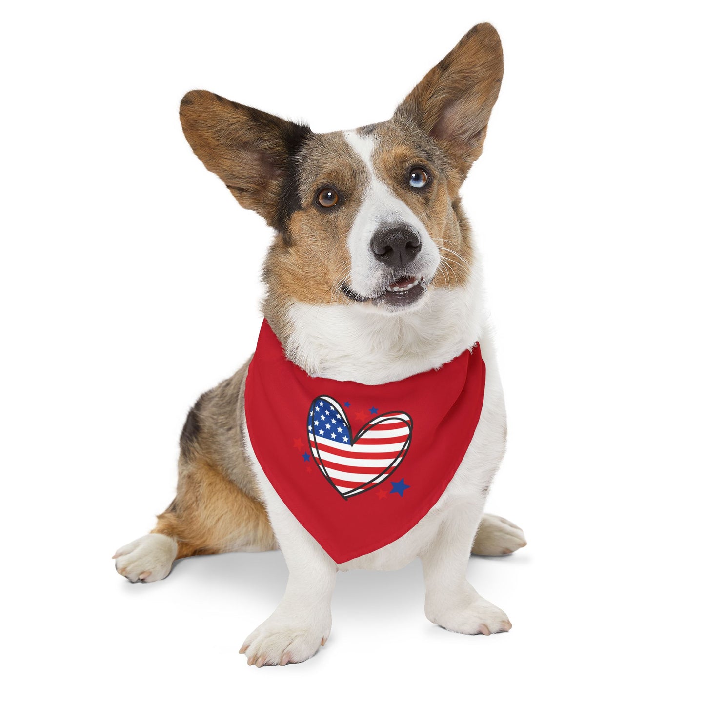 Princess Grace Patriotic Pet Bandana Collar USA Heart Design for Dogs