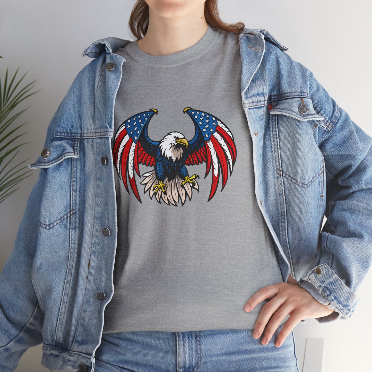 Princess Grace Patriotic Eagle Unisex Heavy Cotton Tee 4th of July Graphic T-Shirt