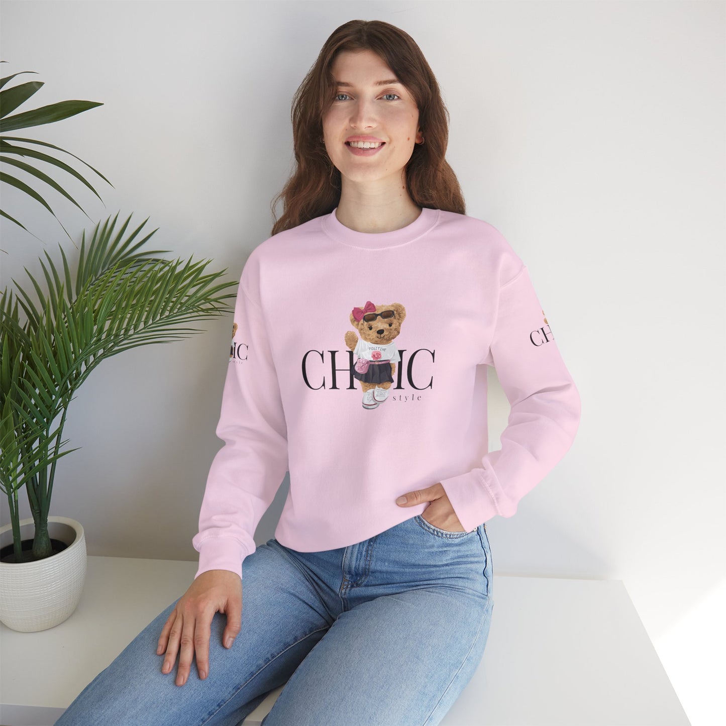 Princess Grace Chic Teddy Bear Sweatshirt Unisex Heavy Blend Crewneck