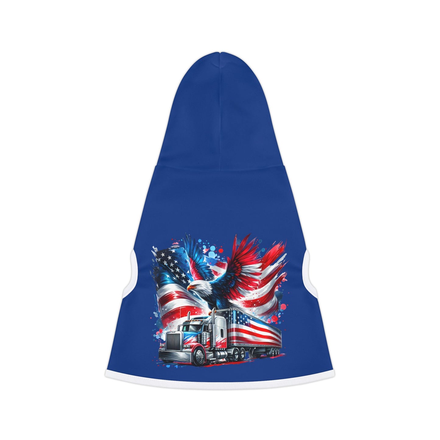 Princess Grace Patriotic Pet Hoodie with Eagle and Truck Design
