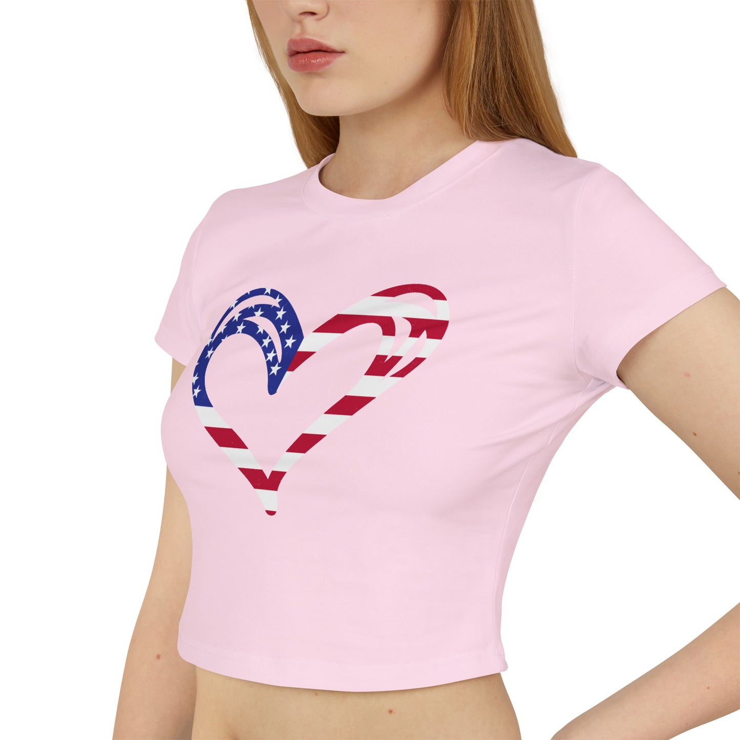Princess Grace Patriotic Women's Baby Tee Heart & USA Design