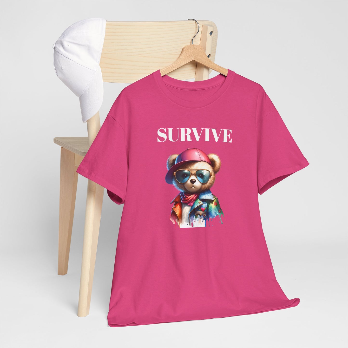 Princess Grace Survive Bear Unisex Heavy Cotton Tee Cool Graphic T-Shirt for Casual Style