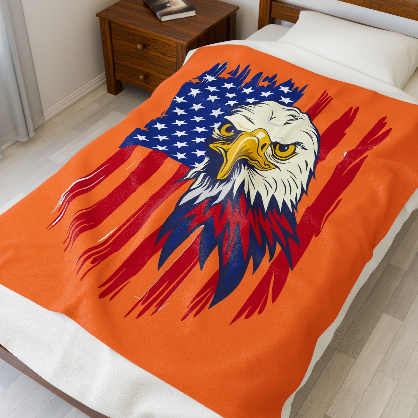 Princess Grace  Patriotic Eagle Velveteen Plush Blanket  Cozy USA Flag Throw for Comfort & Celebration