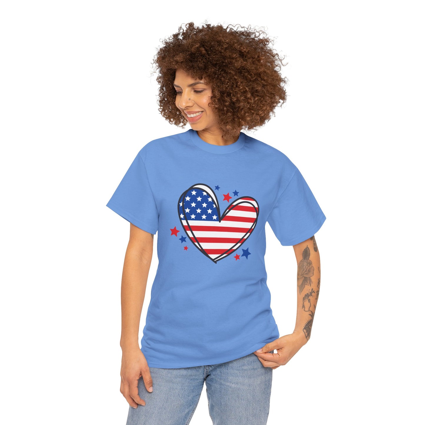 Princess Grace Patriotic Heart Unisex Heavy Cotton Tee USA Love T-Shirt