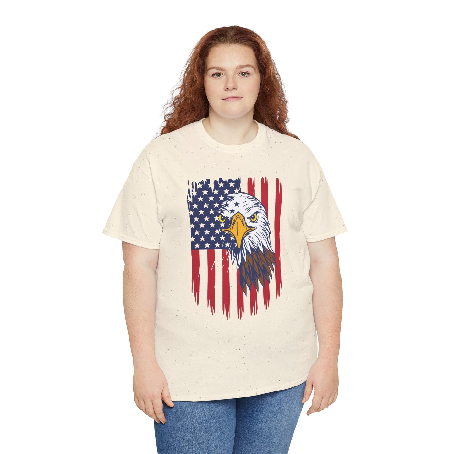 Princess Grace Eagle & American Flag Unisex Heavy Cotton Tee Patriotic Apparel for All Occasions