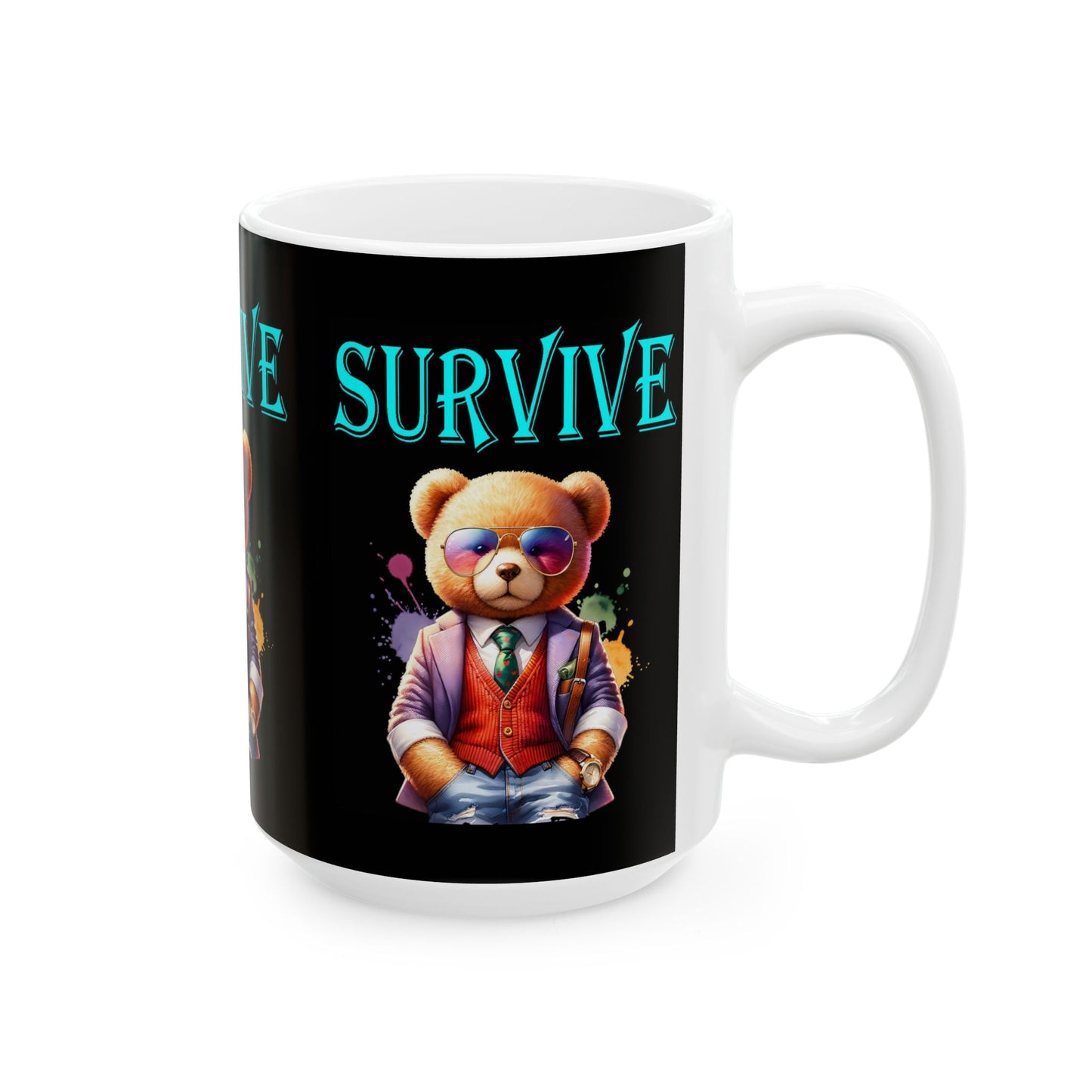 Princess Grace Cool Bear Survival Ceramic Mug Unique Animal Coffee Cup for Teddy Bear Lovers