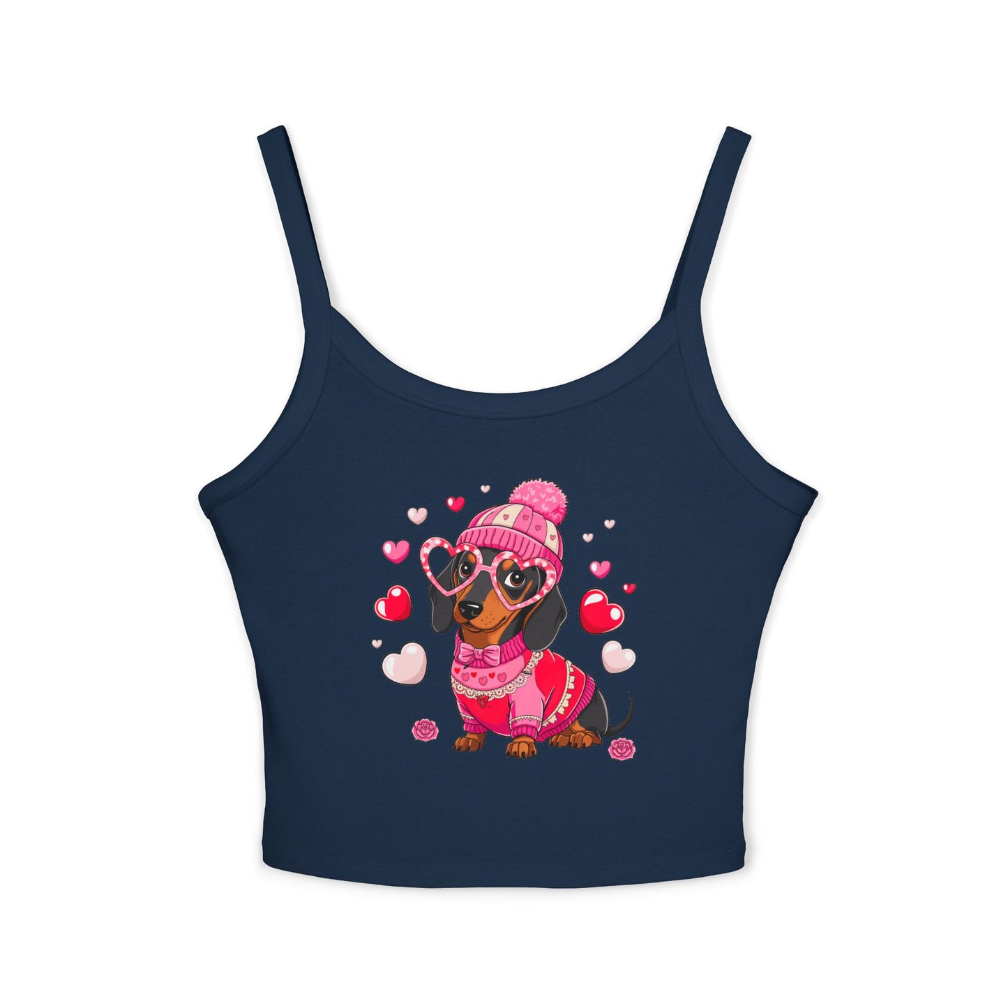 Princess Grace Cute Dachshund Love Women's Spaghetti Strap Tank Top