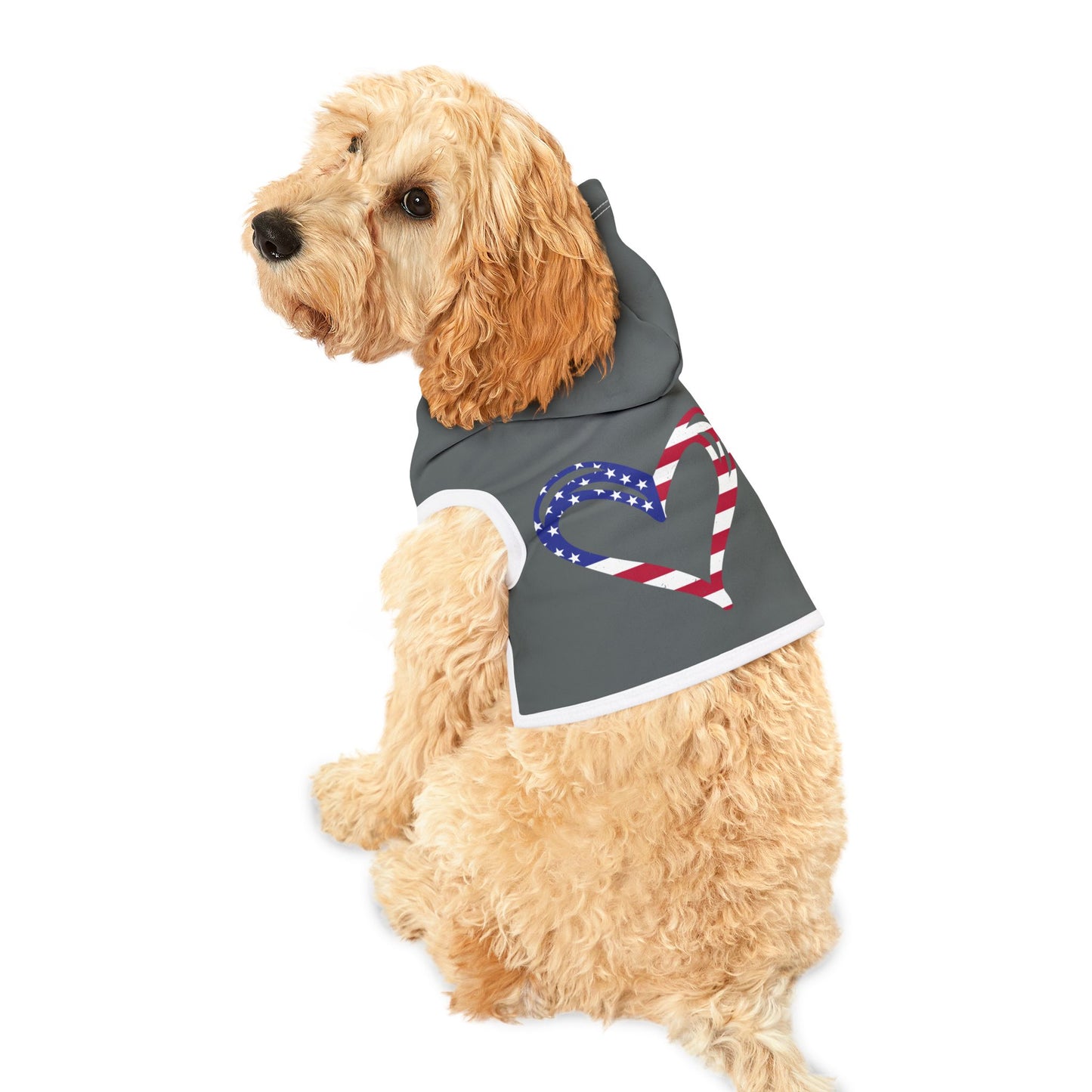 Princess Grace Patriotic Pet Hoodie with Heart Design