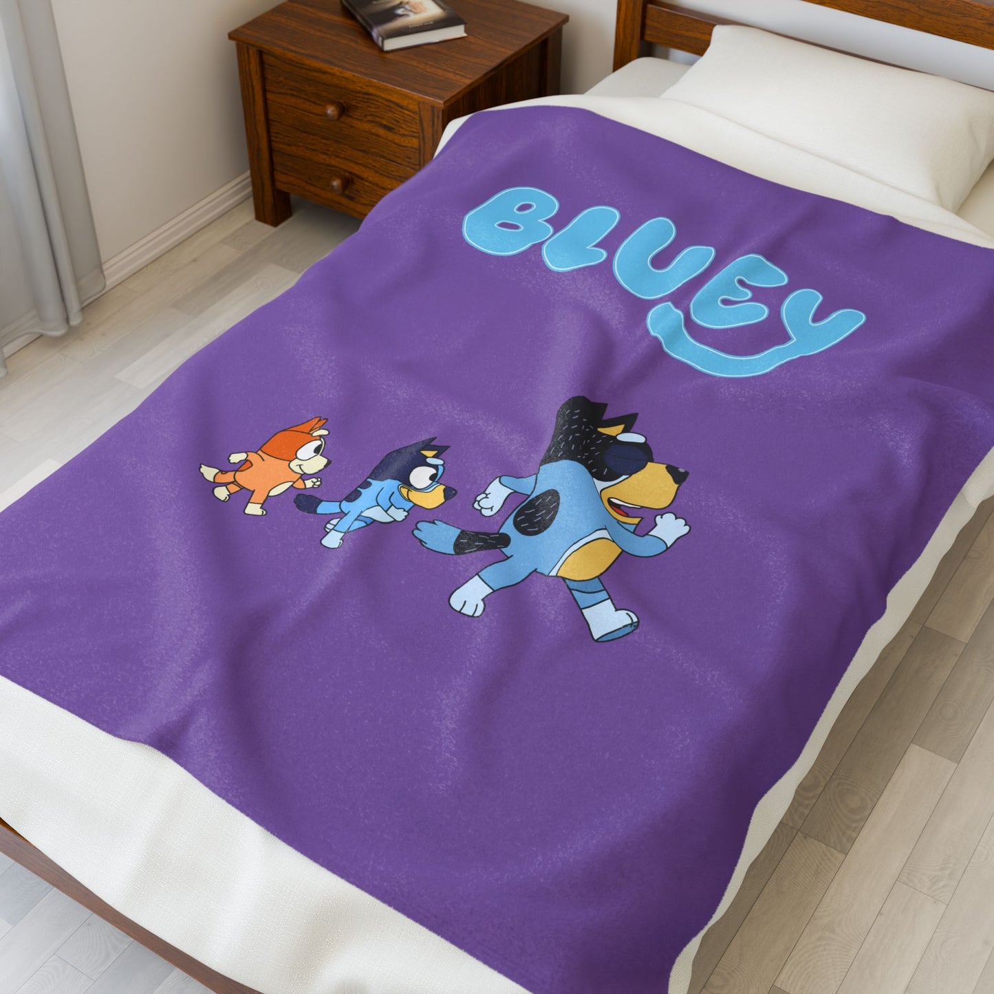Princess Grace Bluey Velveteen Plush Blanket Cozy & Playful Kids Throw