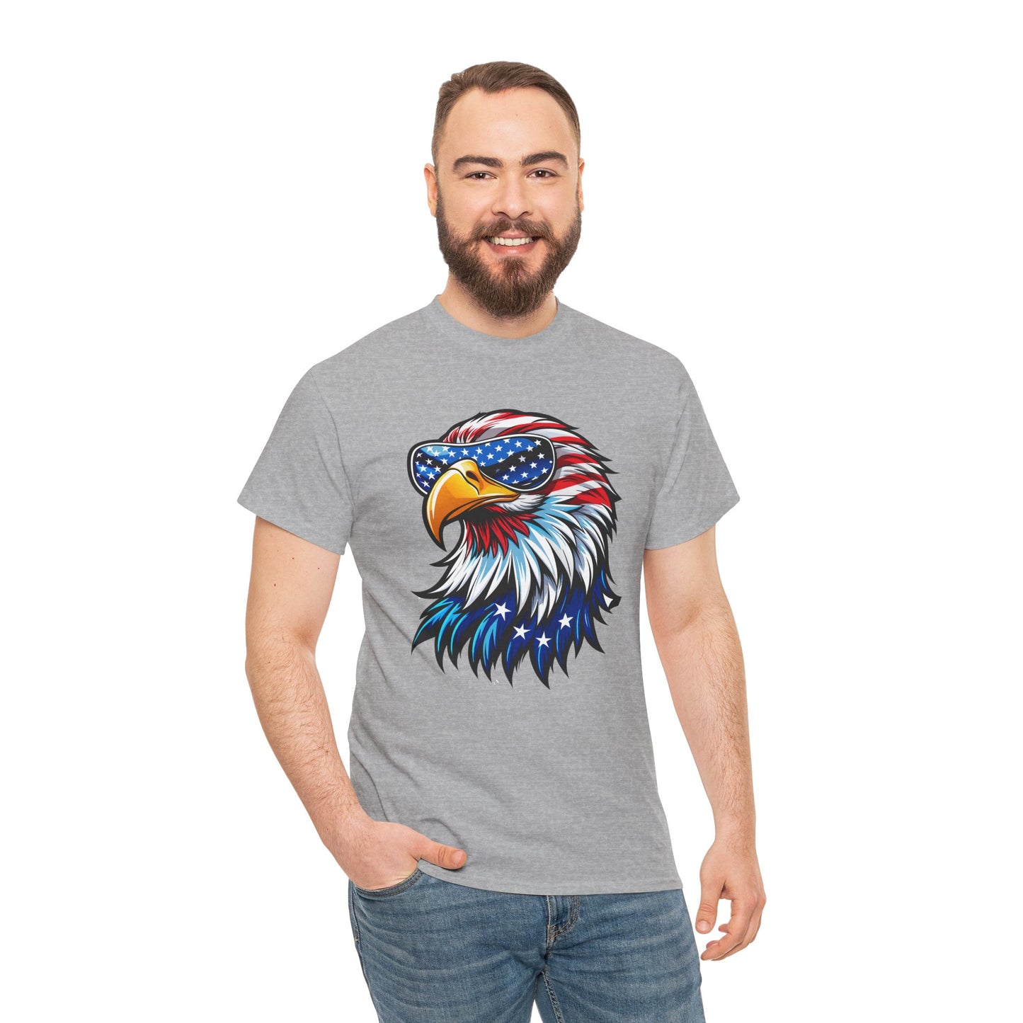 Princess Grace Patriotic Eagle Unisex Heavy Cotton Tee 4th of July Spirit