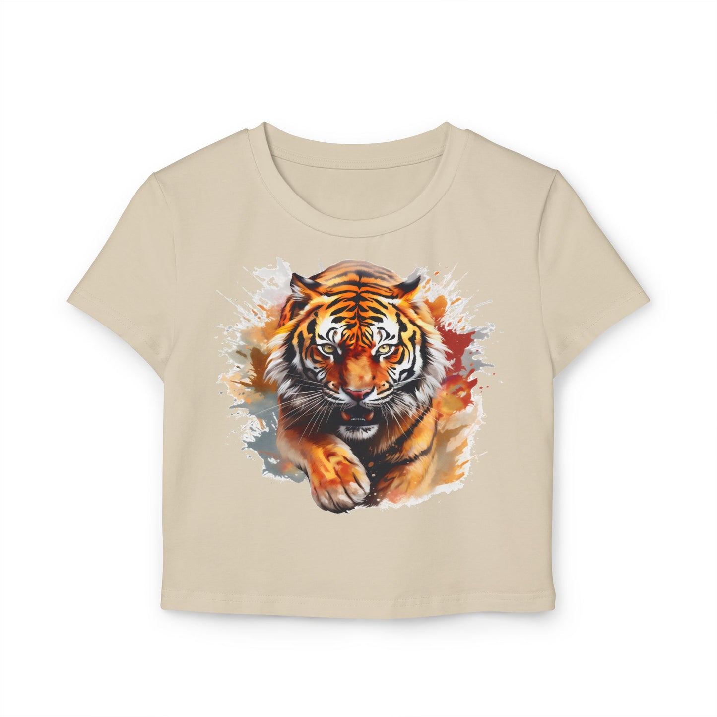 Princess Grace Fierce Tiger Women's Baby Tee Cute Graphic Shirt for Animal Lovers