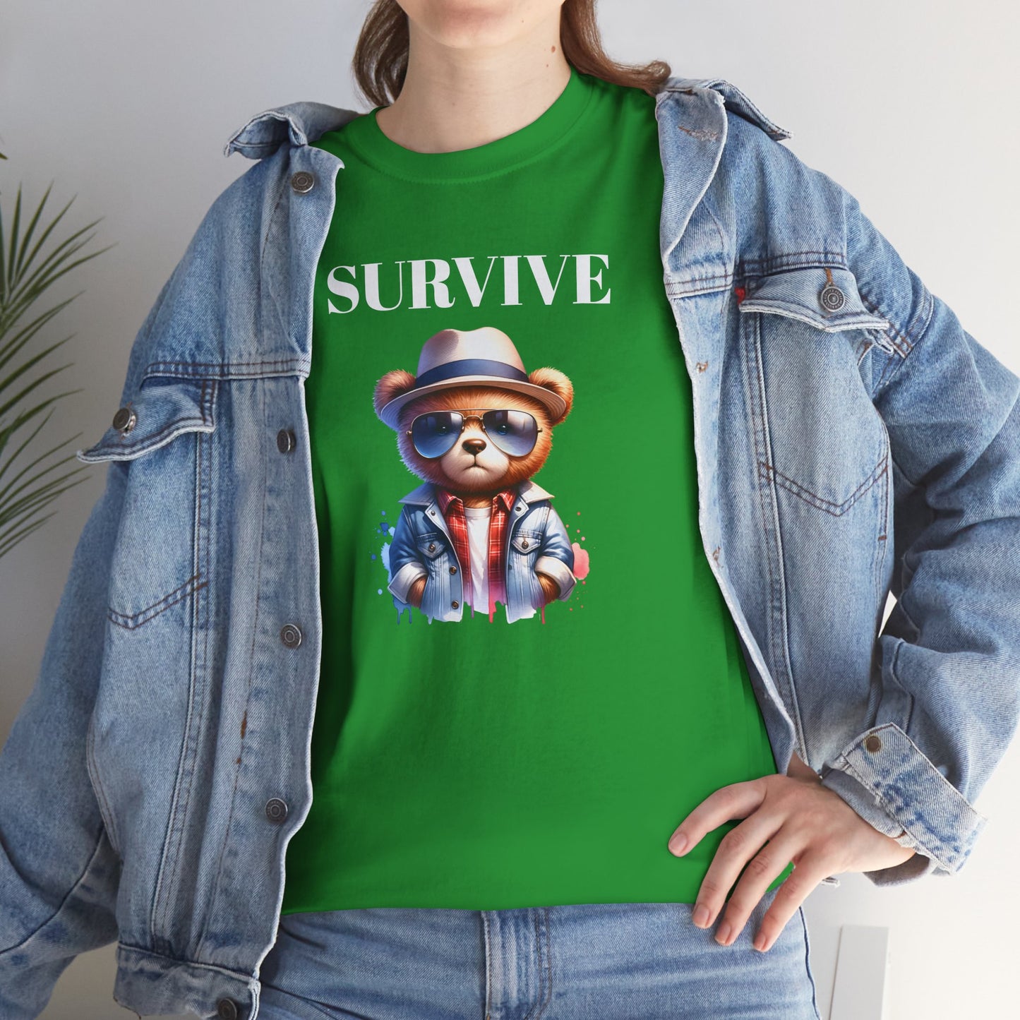 Princess Grace Cool Bear Graphic Tee 'Survive' Unisex Heavy Cotton T-Shirt