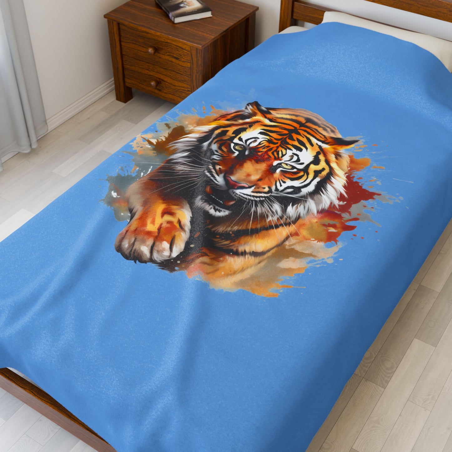 Princess Grace Fierce Tiger Velveteen Plush Blanket Cozy Decorative Throw for Animal Lovers