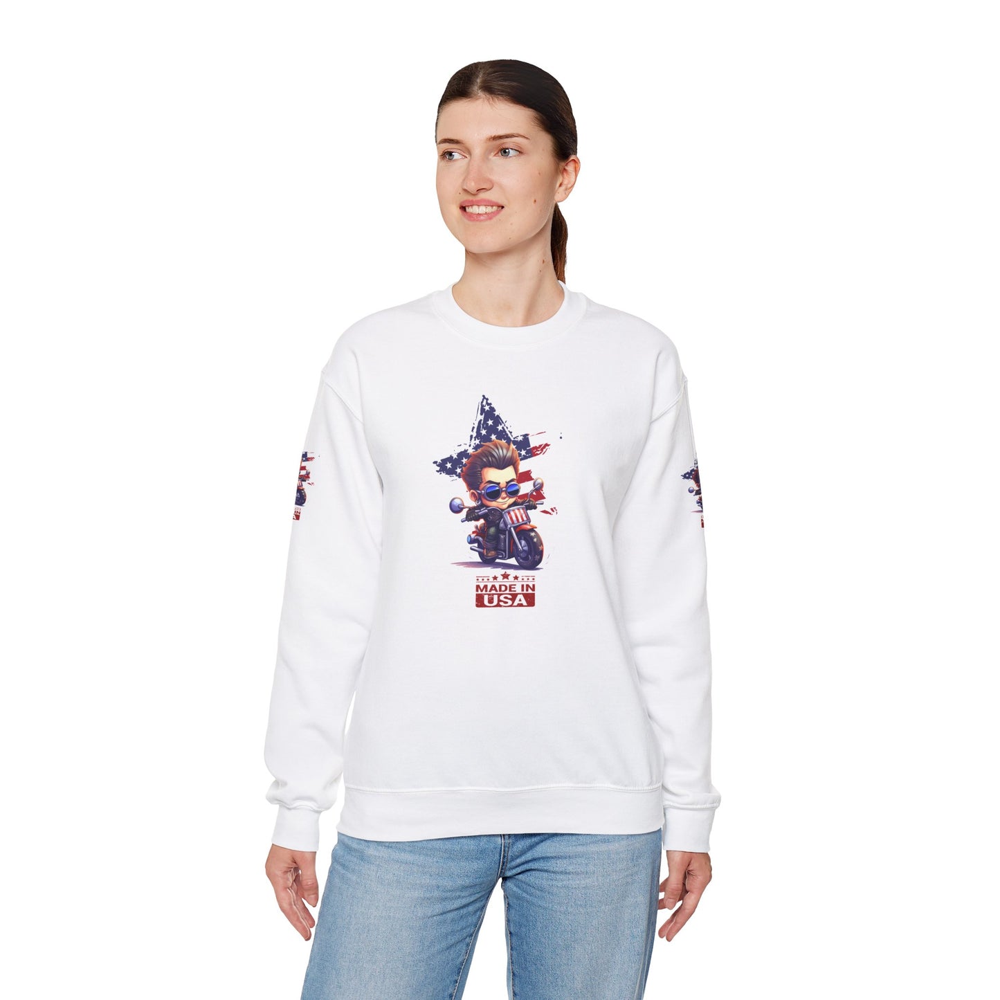 Princess Grace Patriotic Cartoon Crewneck Sweatshirt Made in USA