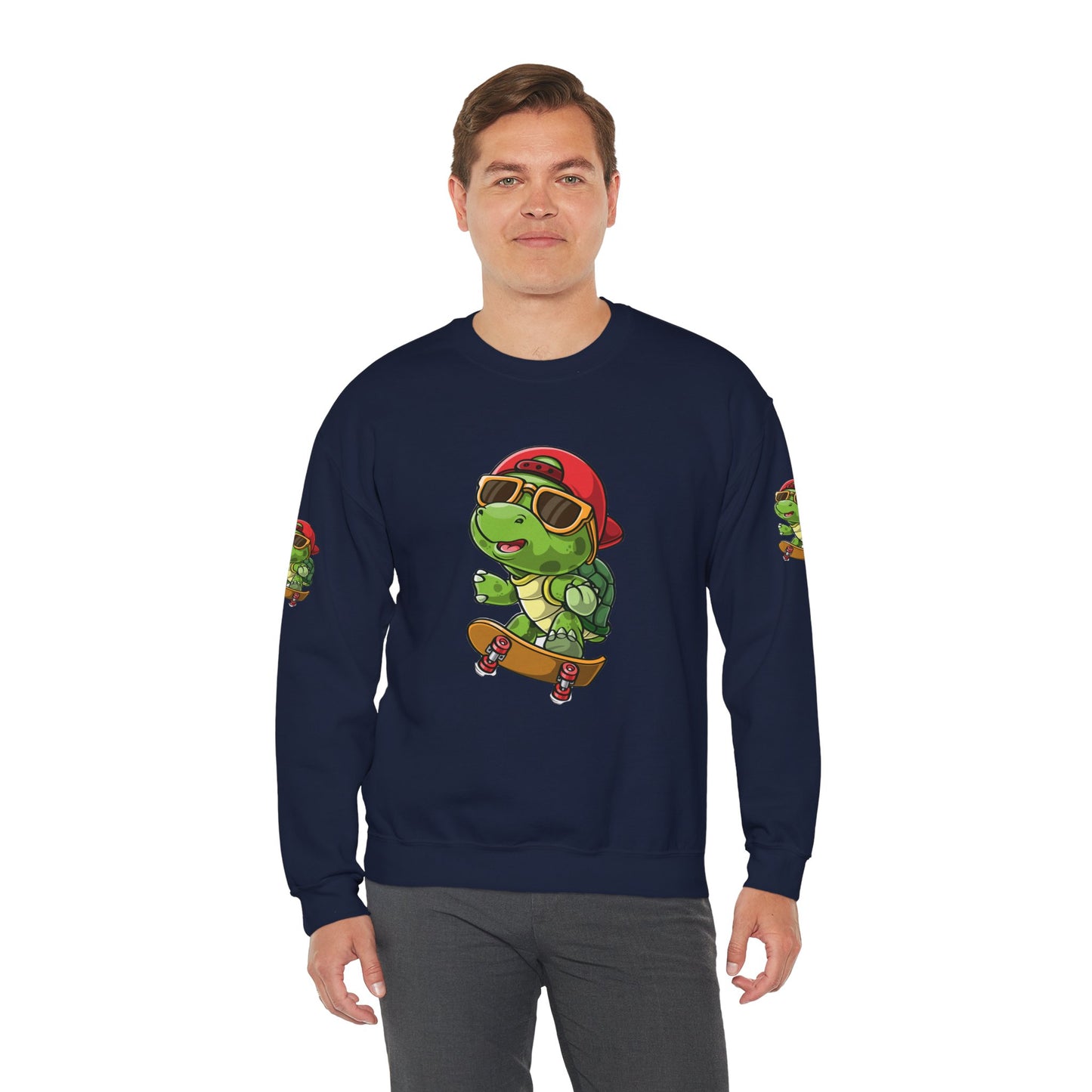 Princess Grace Cool Turtle Skateboarding Crewneck Sweatshirt for Kids and Teens
