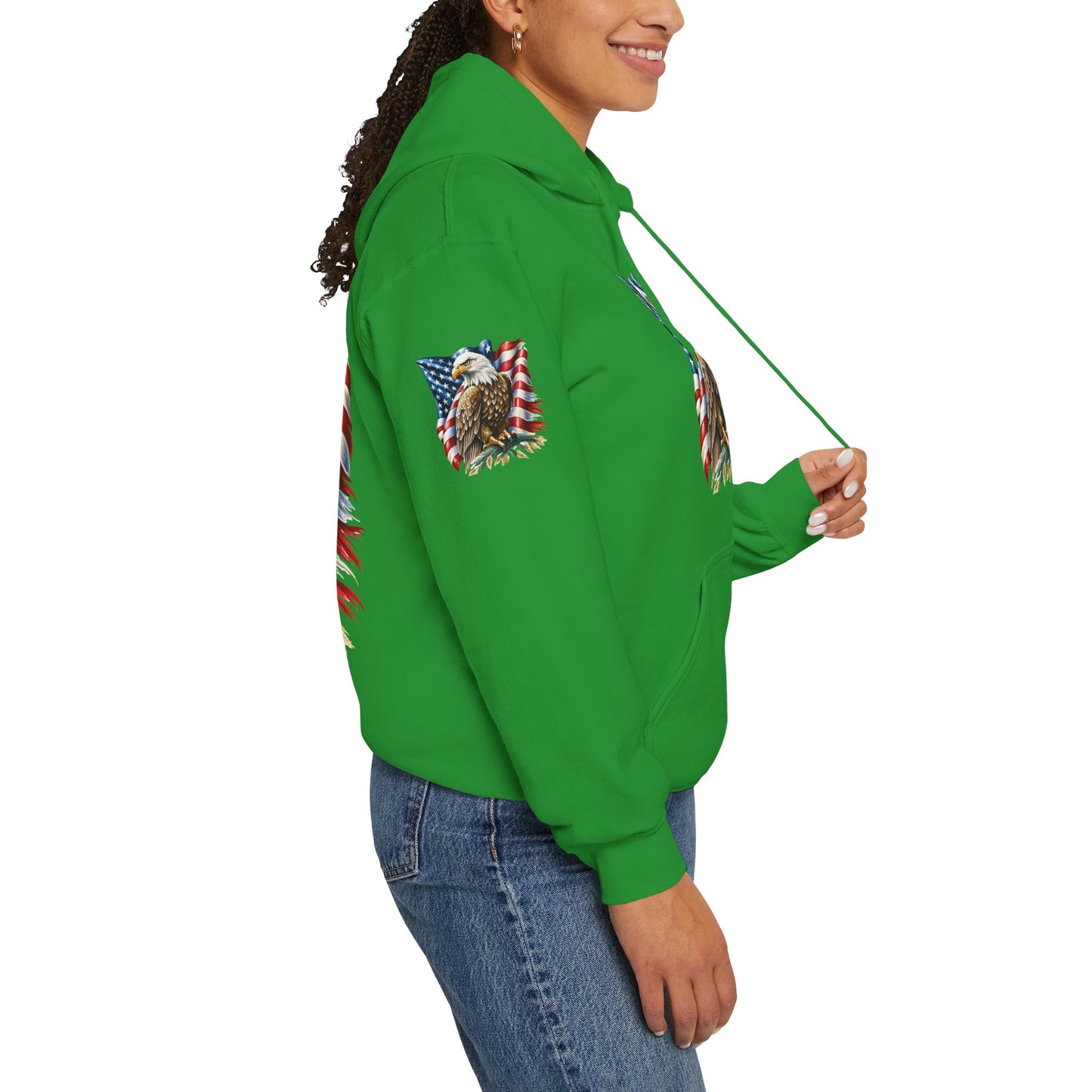 Princess Grace Patriotic Eagle Hooded Sweatshirt Unisex Heavy Blend Perfect for Memorial Day & Independence Day